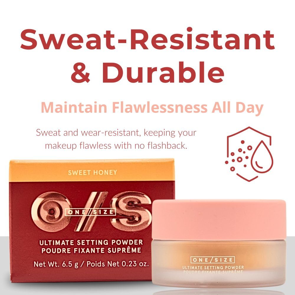 One/Size Mini Ultimate Loose Setting Powder - Sweet Honey | 24-Hour Wear, Sweat-Proof, No Flashback