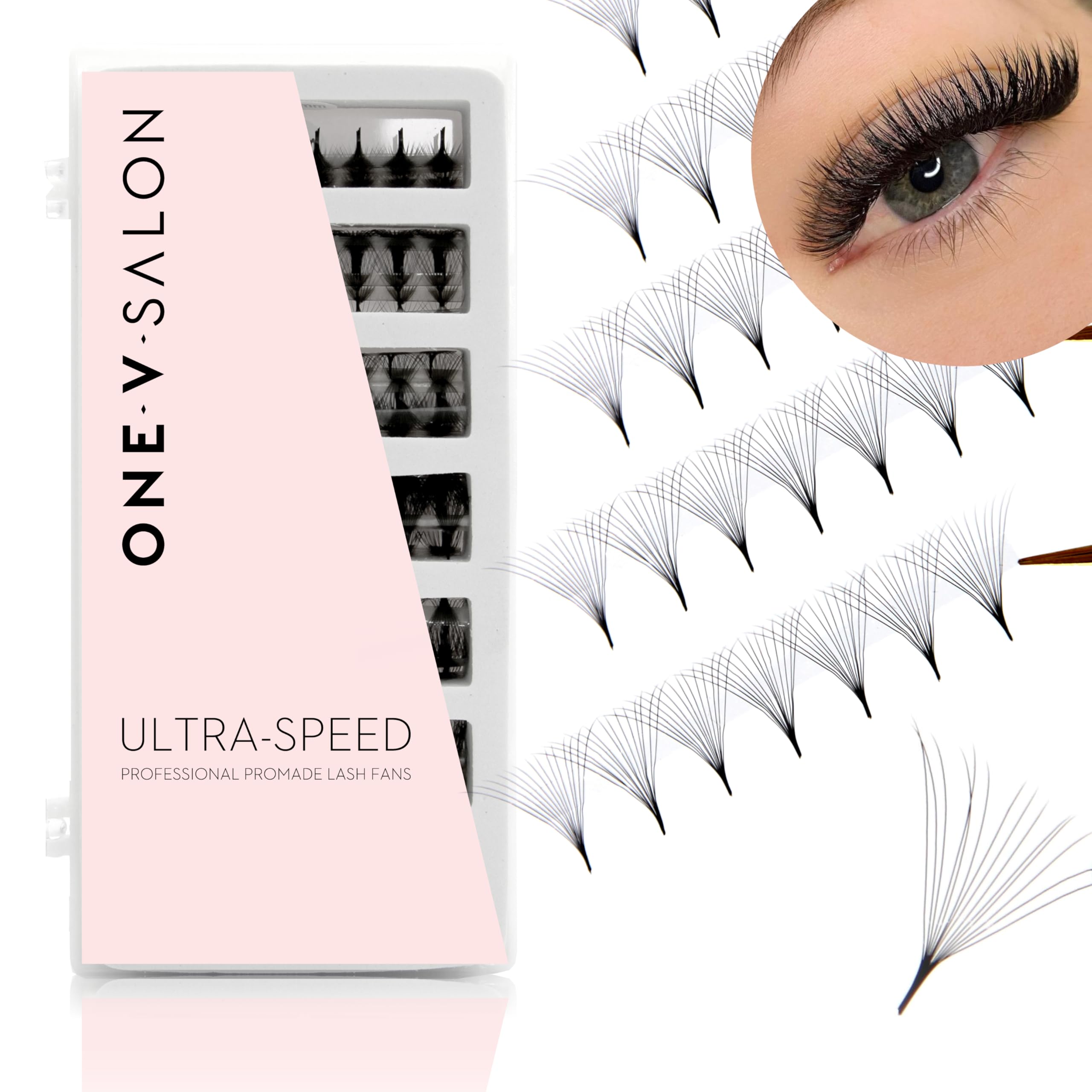 One V Salon Pro 14D Ultra-Speed Promade Fans | 1000 Premade Mega Volume Lash Fans | C Curl | 0.05mm | 9–15mm Mixed Lengths