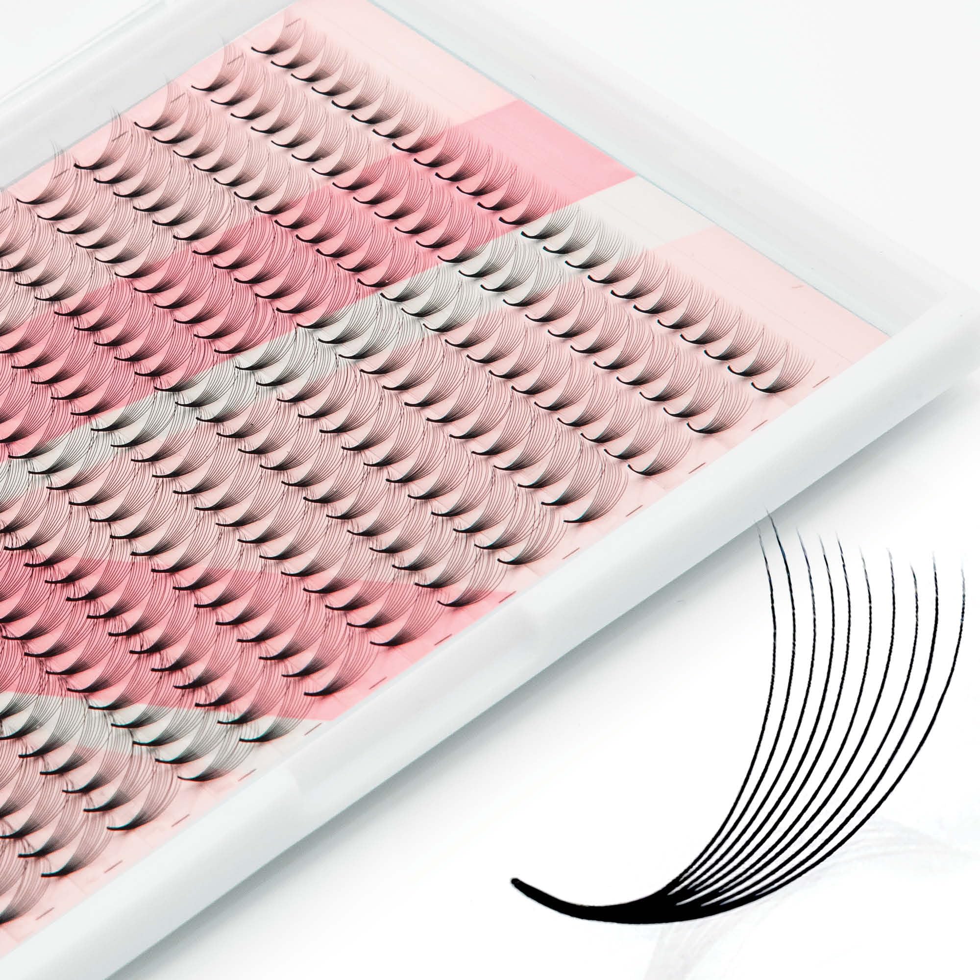 One V Salon Premade Fans Lash Extensions — 384 Fans, 10D-16D, D Curl, 0.07mm