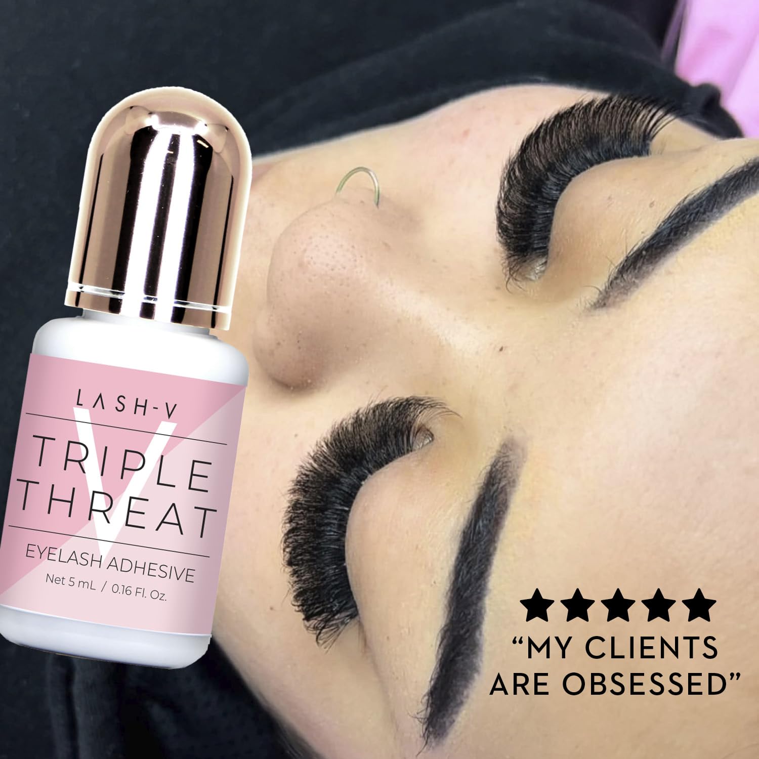 One V Salon Strong Triple Threat Lash Glue – 0.17 oz / 5 ml | 0.5s Dry, 7+ Weeks Retention