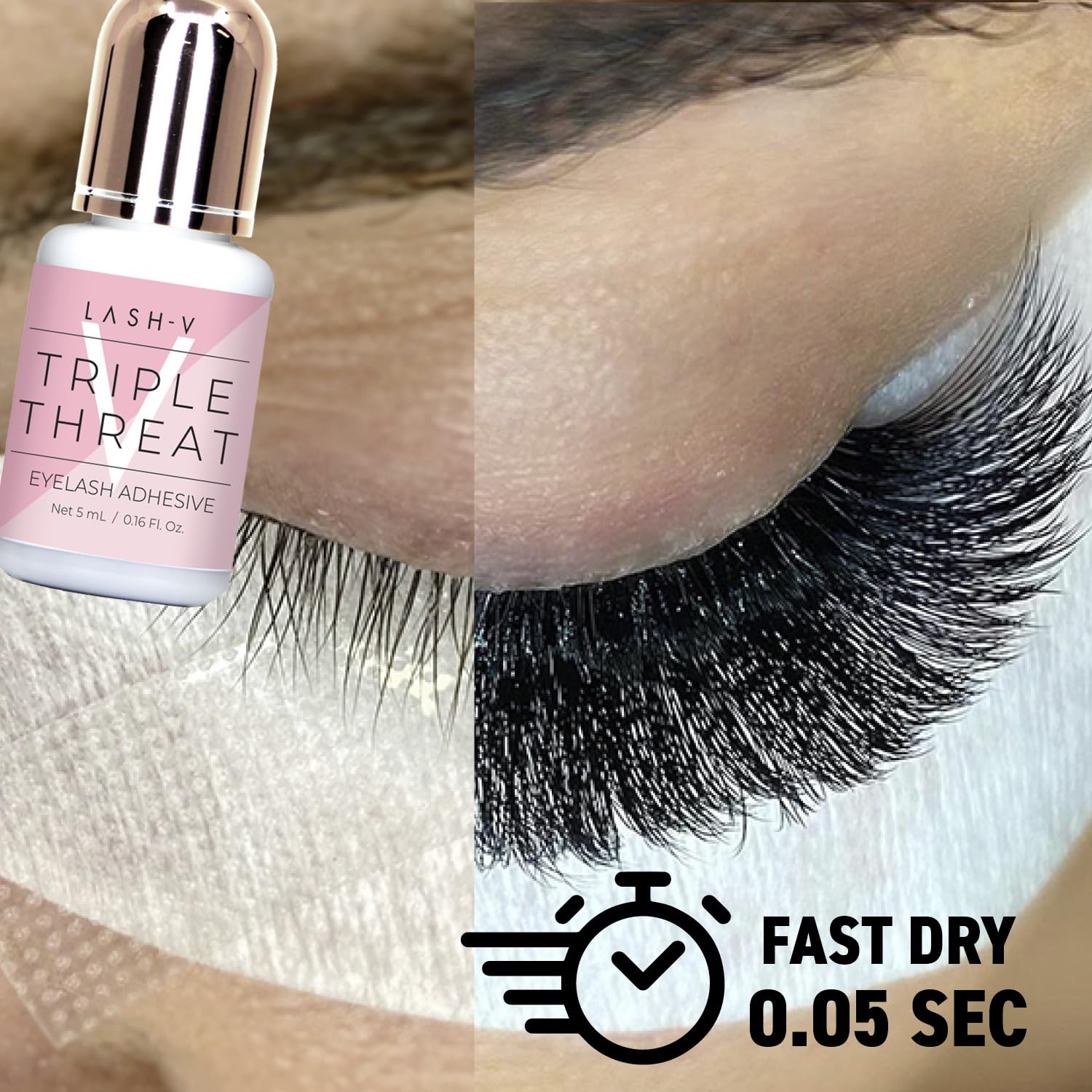 One V Salon Strong Triple Threat Lash Glue – 0.17 oz / 5 ml | 0.5s Dry, 7+ Weeks Retention