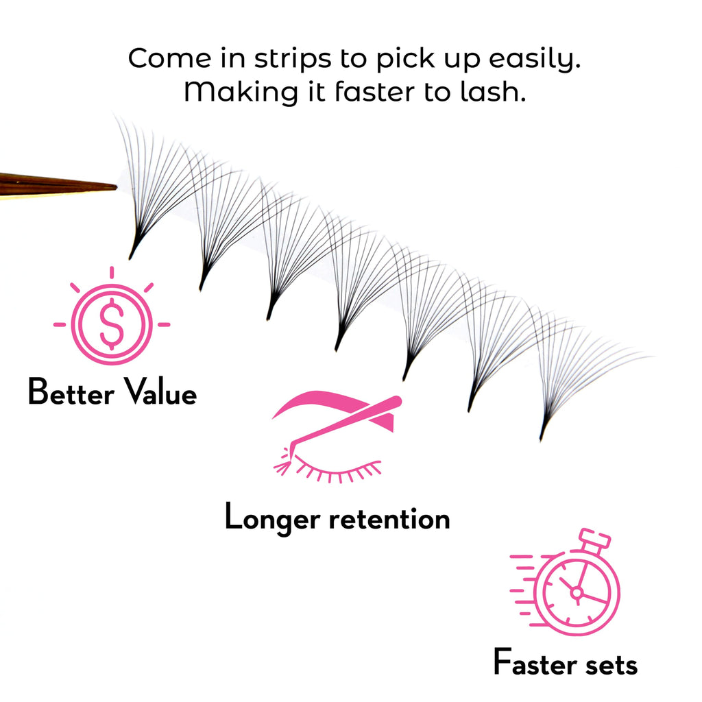 One V Salon Pro 14D Ultra-Speed Promade Fans | 1000 Premade Mega Volume Lash Fans | C Curl | 0.05mm | 9–15mm Mixed Lengths