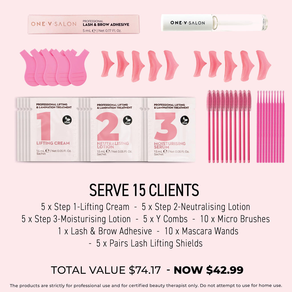 One V Salon Essential Lash Lift & Brow Lamination Kit – Vegan, Long-Lasting, Professional Results