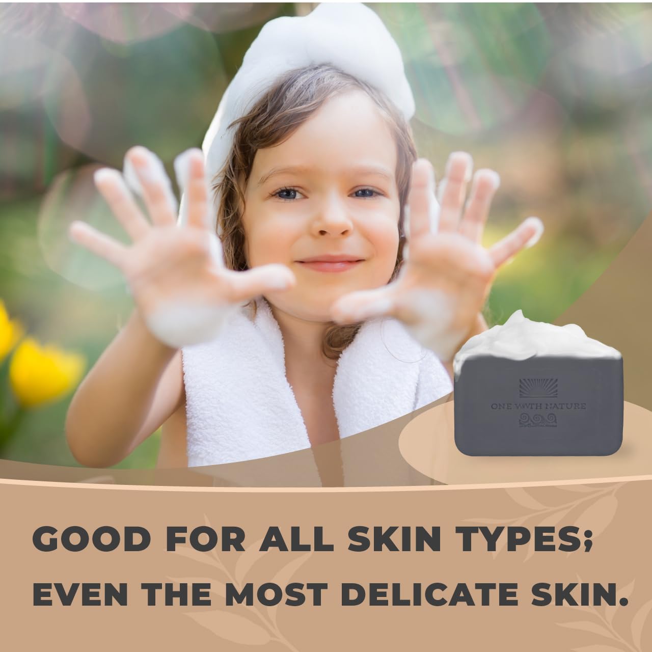 One With Nature Activated Charcoal Soap 4oz 3-Pack – Detox & Exfoliate with Dead Sea Minerals