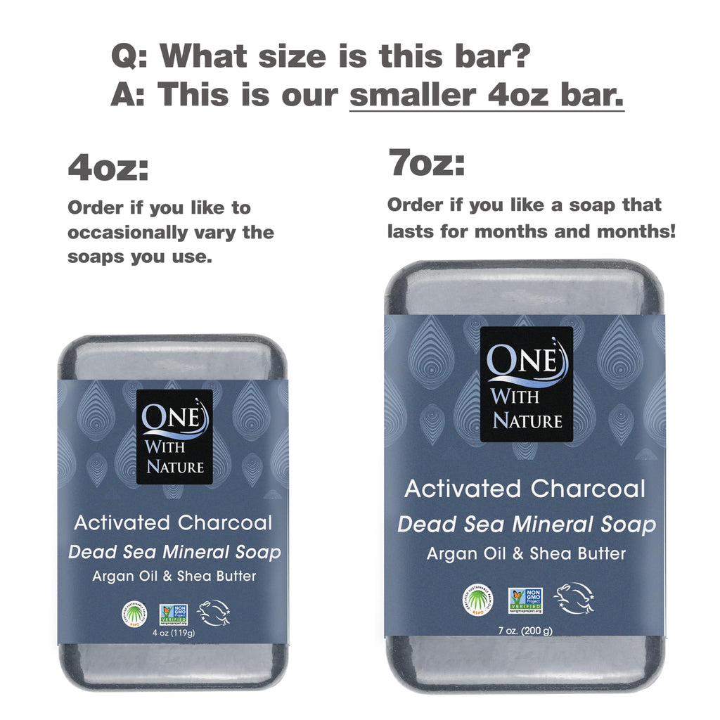 One With Nature Activated Charcoal Soap 4oz 3-Pack – Detox & Exfoliate with Dead Sea Minerals