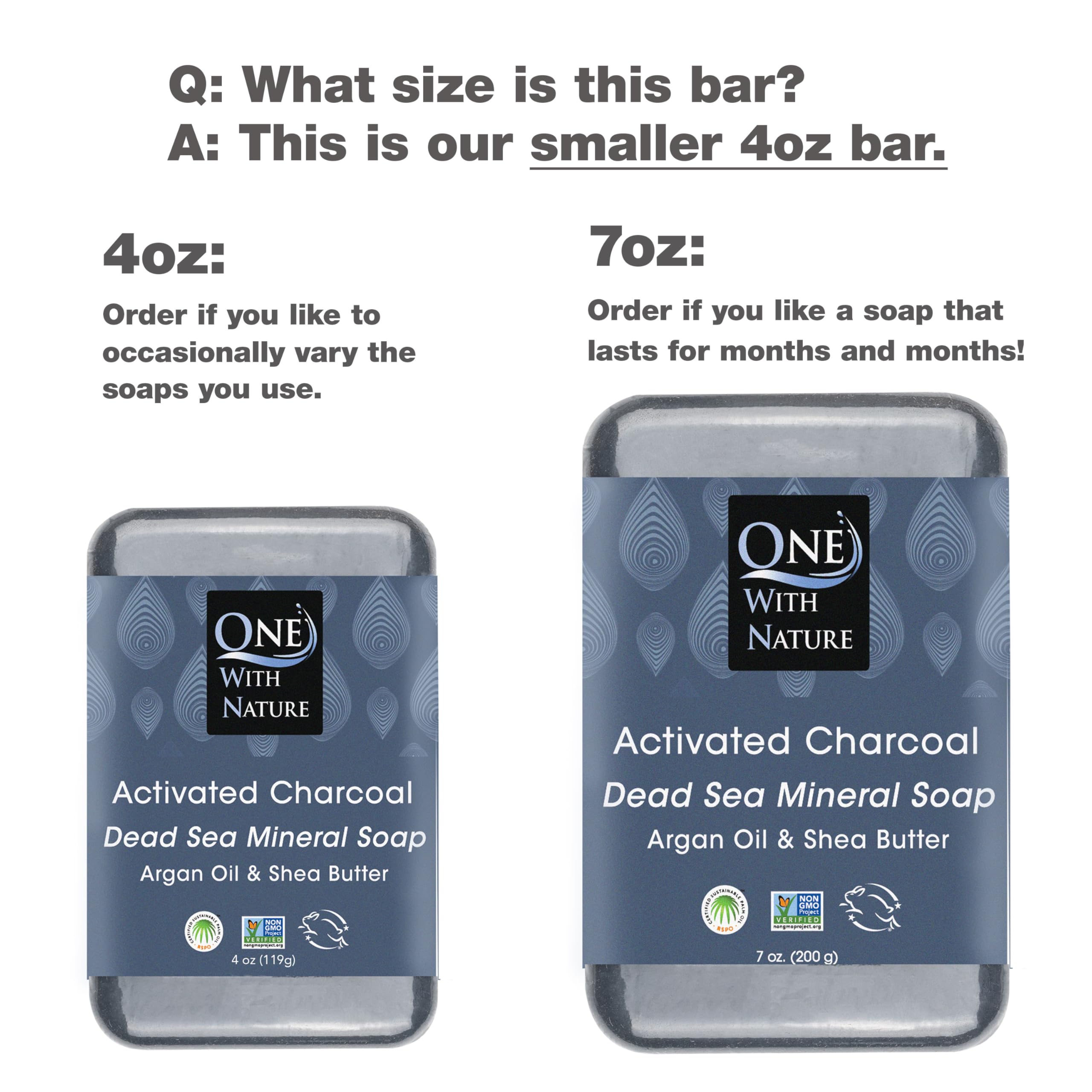 One With Nature Activated Charcoal Soap 4oz 3-Pack – Detox & Exfoliate with Dead Sea Minerals