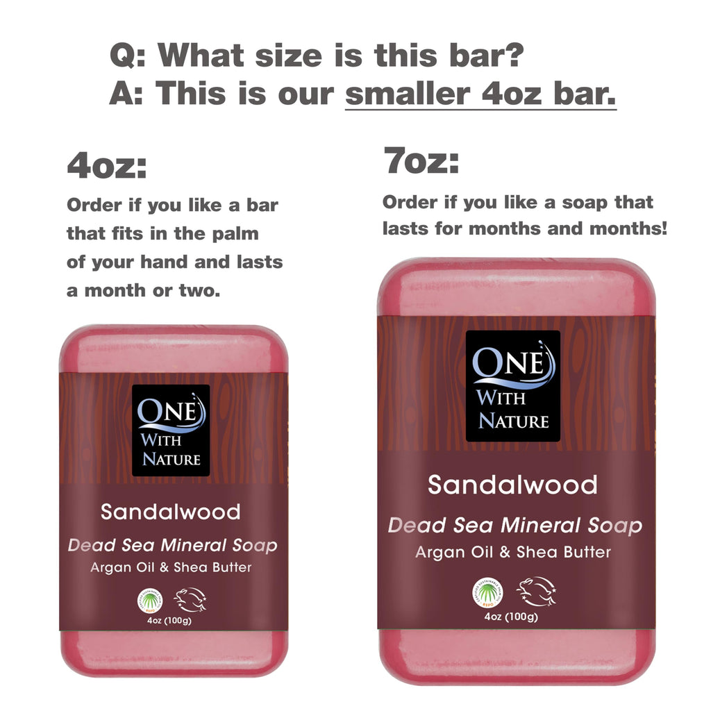 One With Nature Dead Sea Salt Sandalwood Soap 4oz 3-Pack – Purifying & Exfoliating Bar