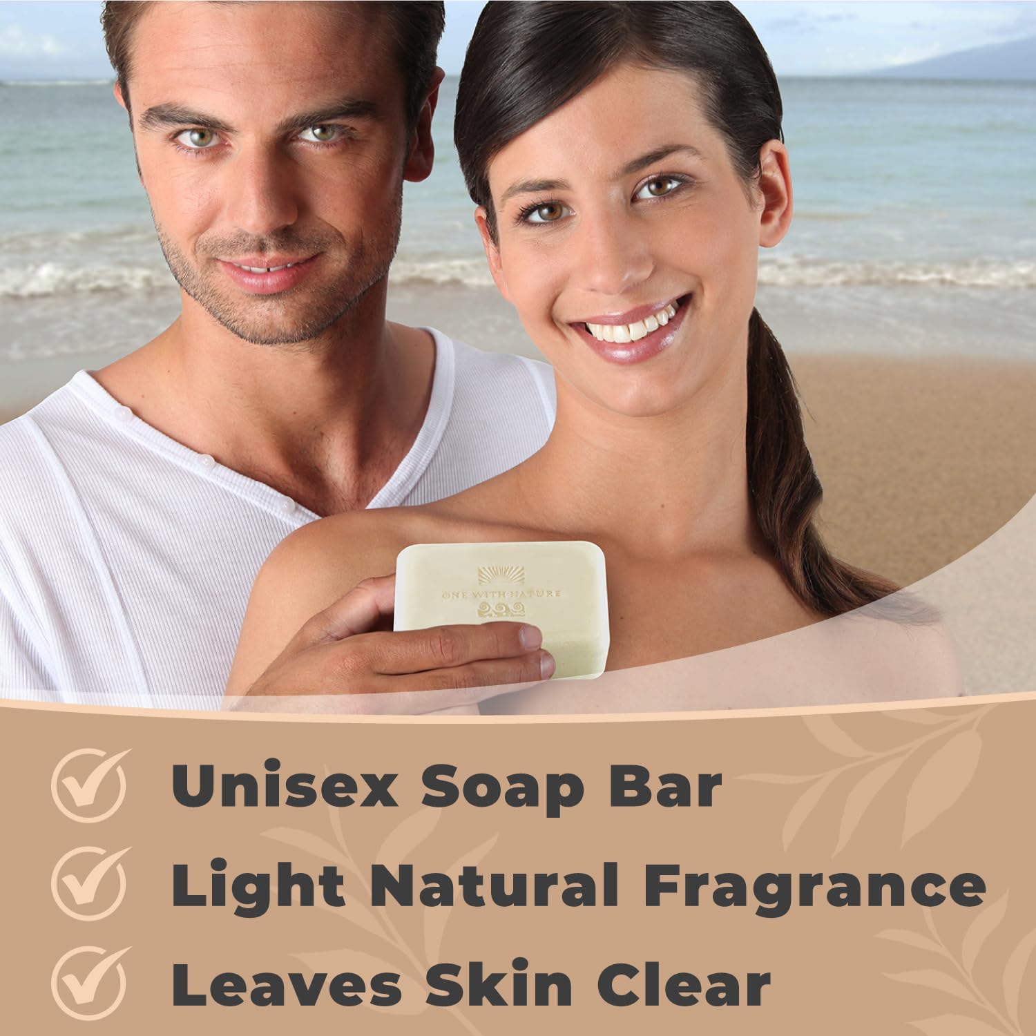 One With Nature Dead Sea Salt Soap 4oz 3-Pack – Purifying, Unscented