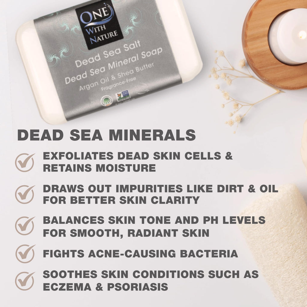 One With Nature Dead Sea Soap 7oz 3-Pack – Detoxifying & Exfoliating Bars