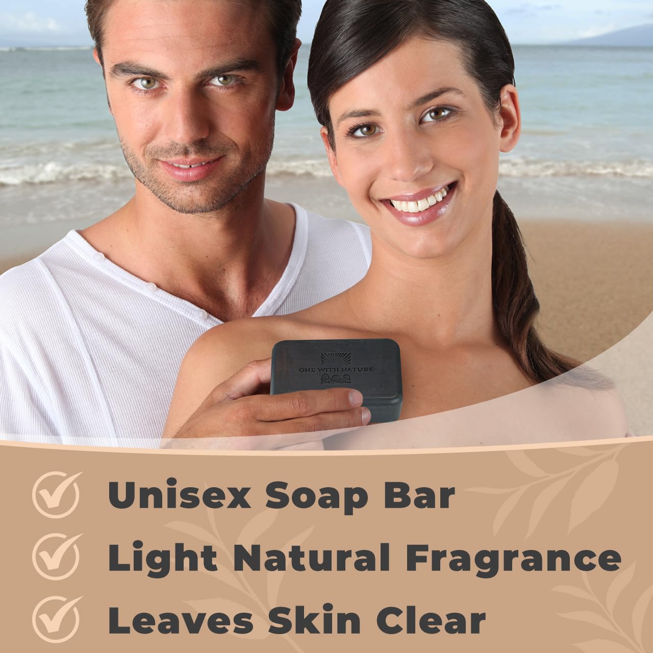 One With Nature Dead Sea Soap 3Pk – Detoxifying Mud, Charcoal & Salt Bars