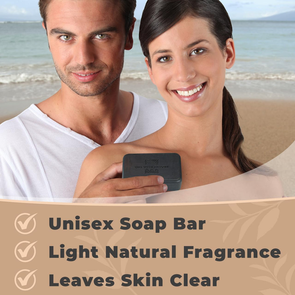 One With Nature Activated Charcoal Soap 4oz 3-Pack – Detox & Exfoliate with Dead Sea Minerals