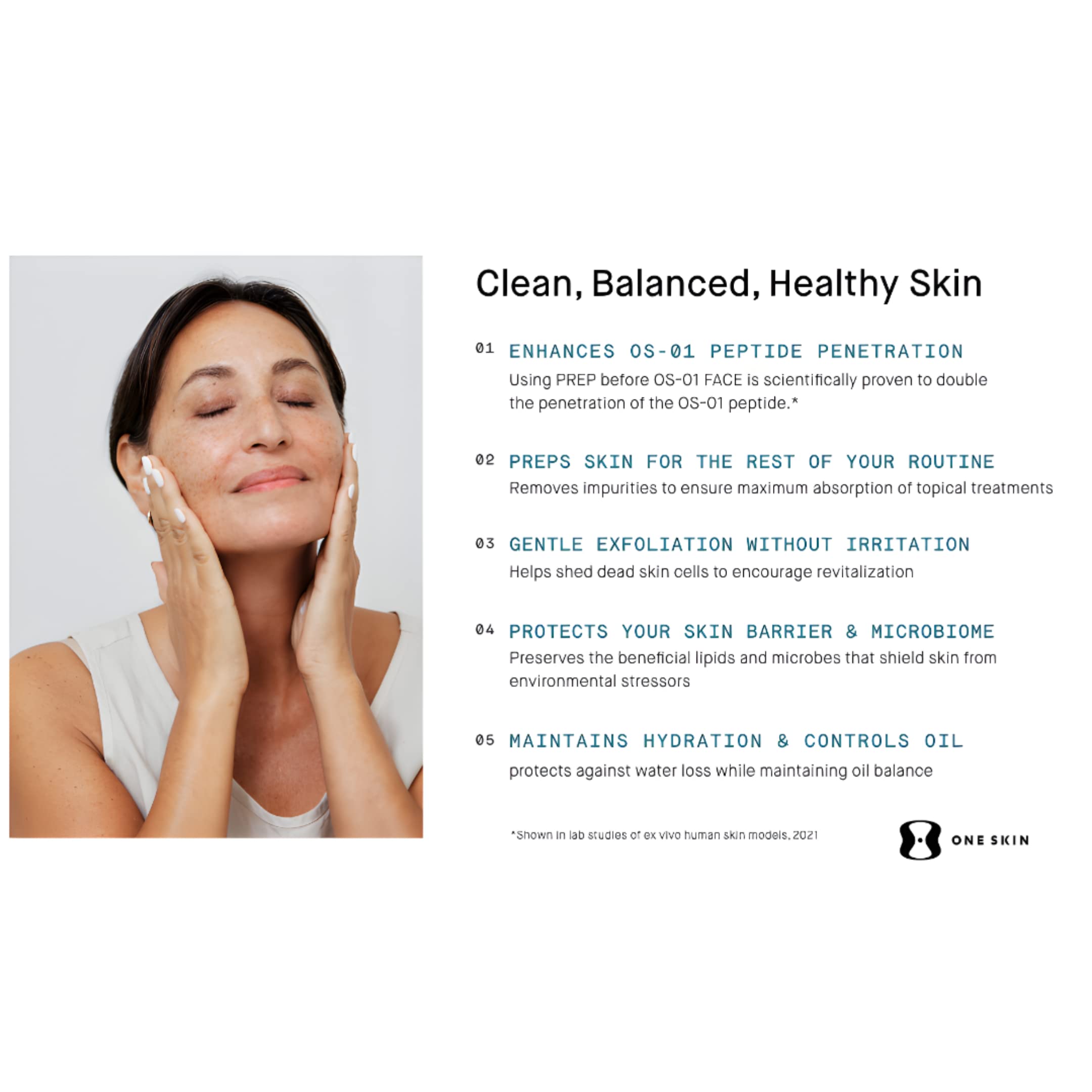 OneSkin PREP Facial Cleanser — Gentle Daily Cleanser for Sensitive Skin