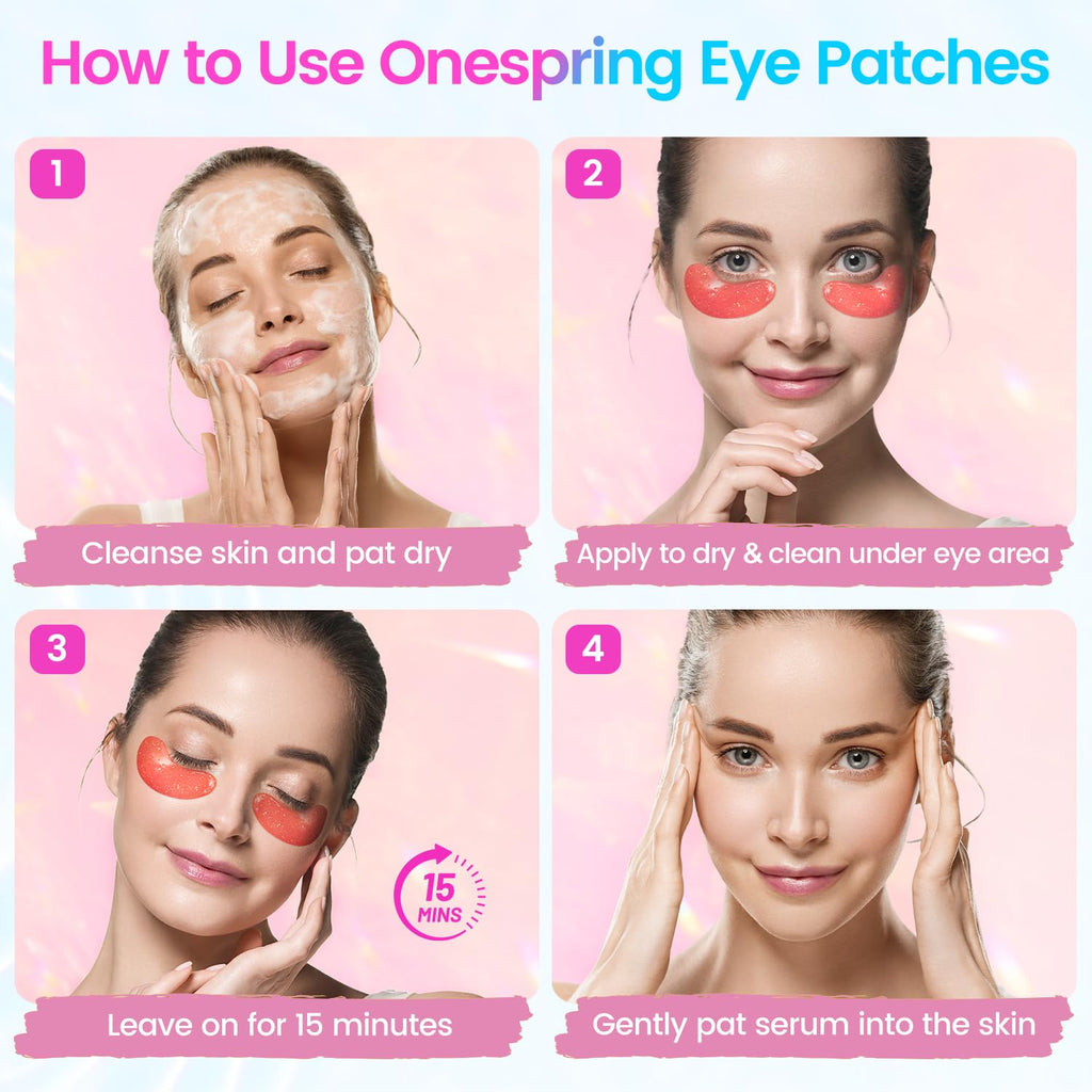 Onespring Eye Masks (48 Pairs) – Undereye Patches for Puffiness, Dark Circles, Wrinkles