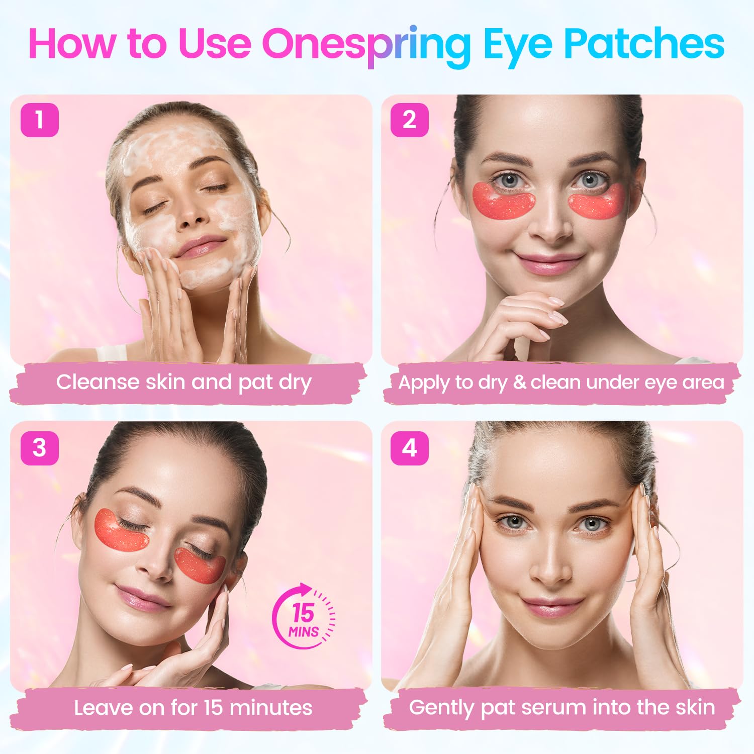 Onespring Eye Masks (48 Pairs) – Undereye Patches for Puffiness, Dark Circles, Wrinkles