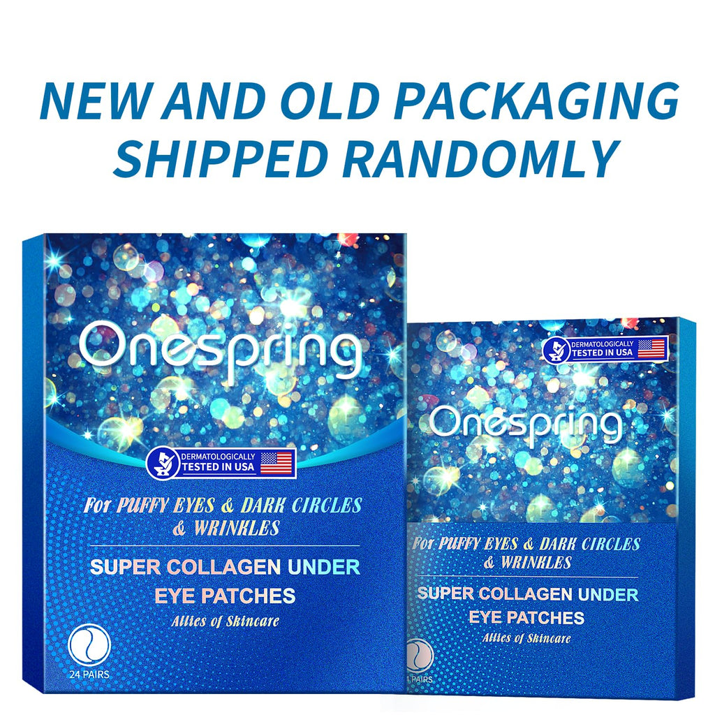 Onespring Eye Masks (48 Pairs) – Collagen Under Eye Patches for Puffy Eyes, Dark Circles, Fine Lines | Spa Party & Bridal Gifts