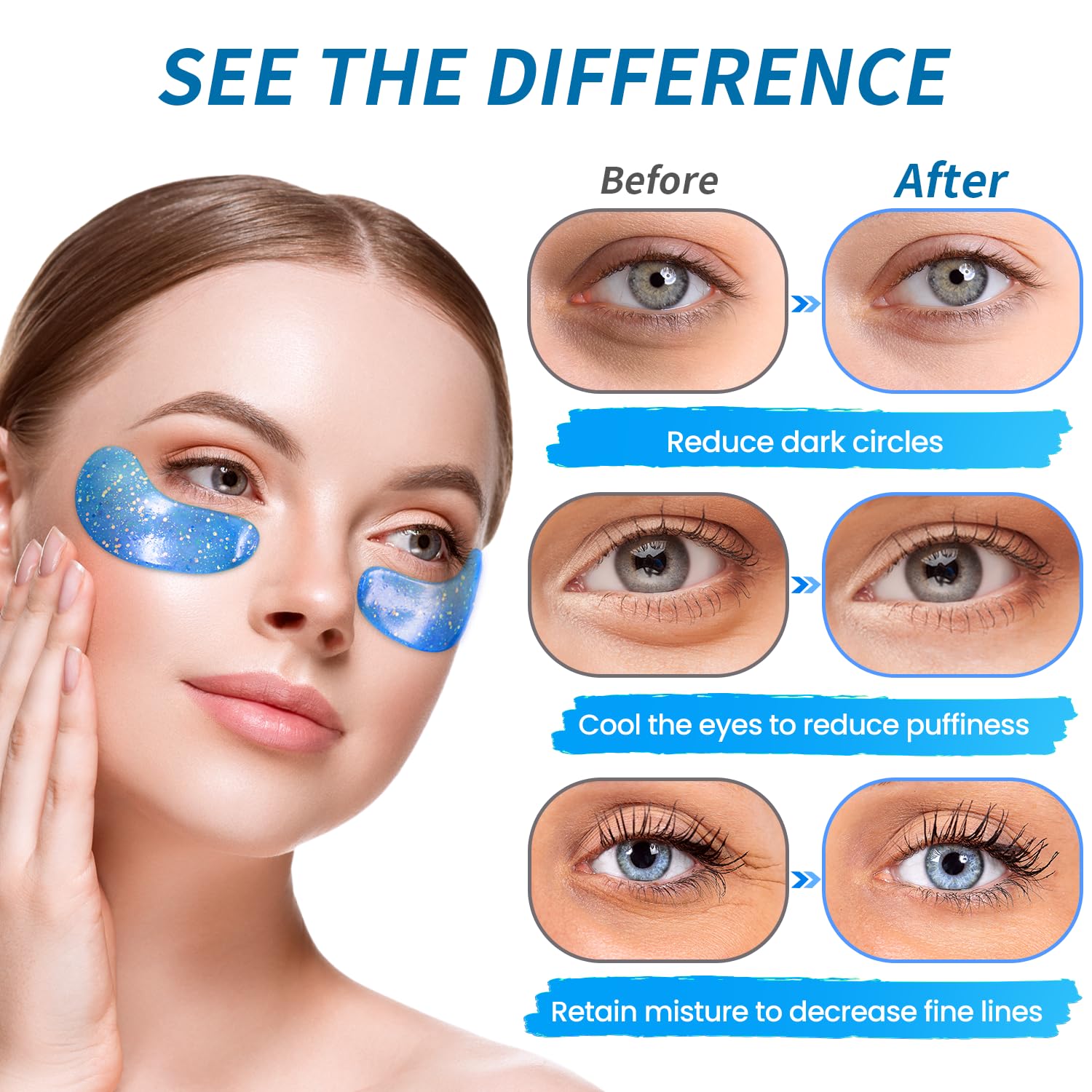 Onespring Eye Masks (48 Pairs) – Collagen Under Eye Patches for Puffy Eyes, Dark Circles, Fine Lines | Spa Party & Bridal Gifts
