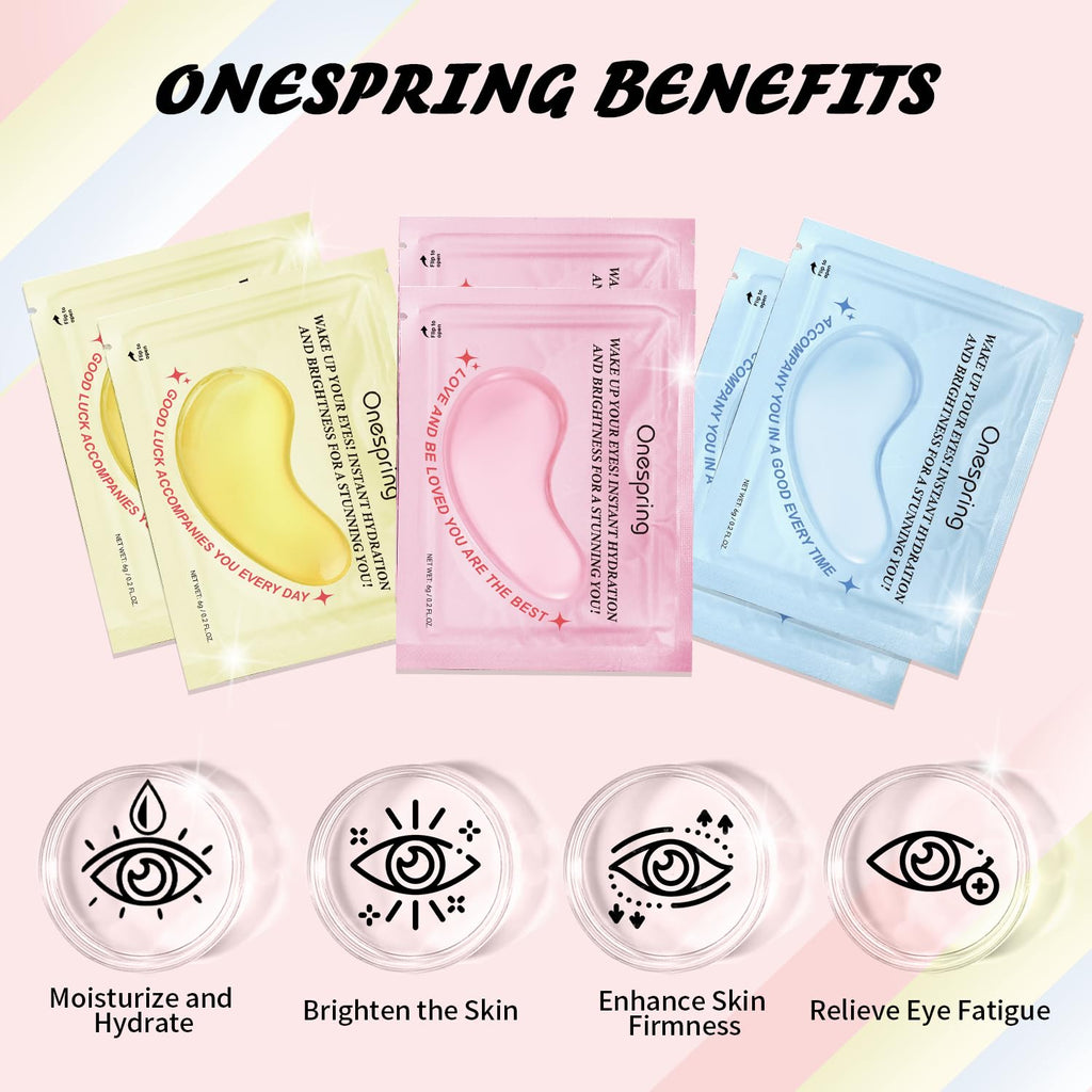 Onespring Eye Mask Gift Box (48 Pairs) – Caffeine, 24K Gold & Retinol Under-Eye Patches