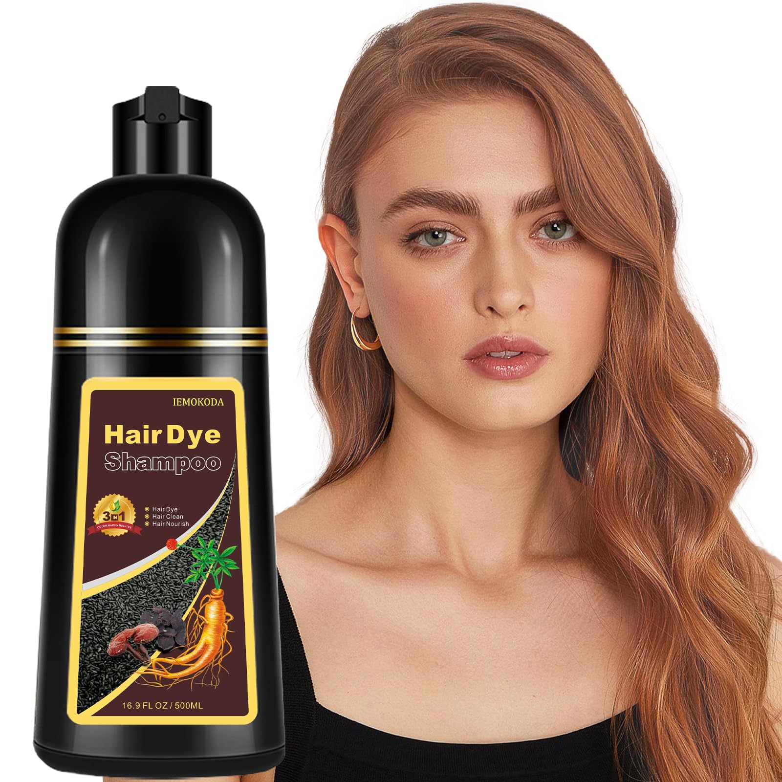 Onilyua Hair Dye Shampoo 3 in 1 Cherry Brown – Gentle, Long-Lasting Color (16.9 oz)
