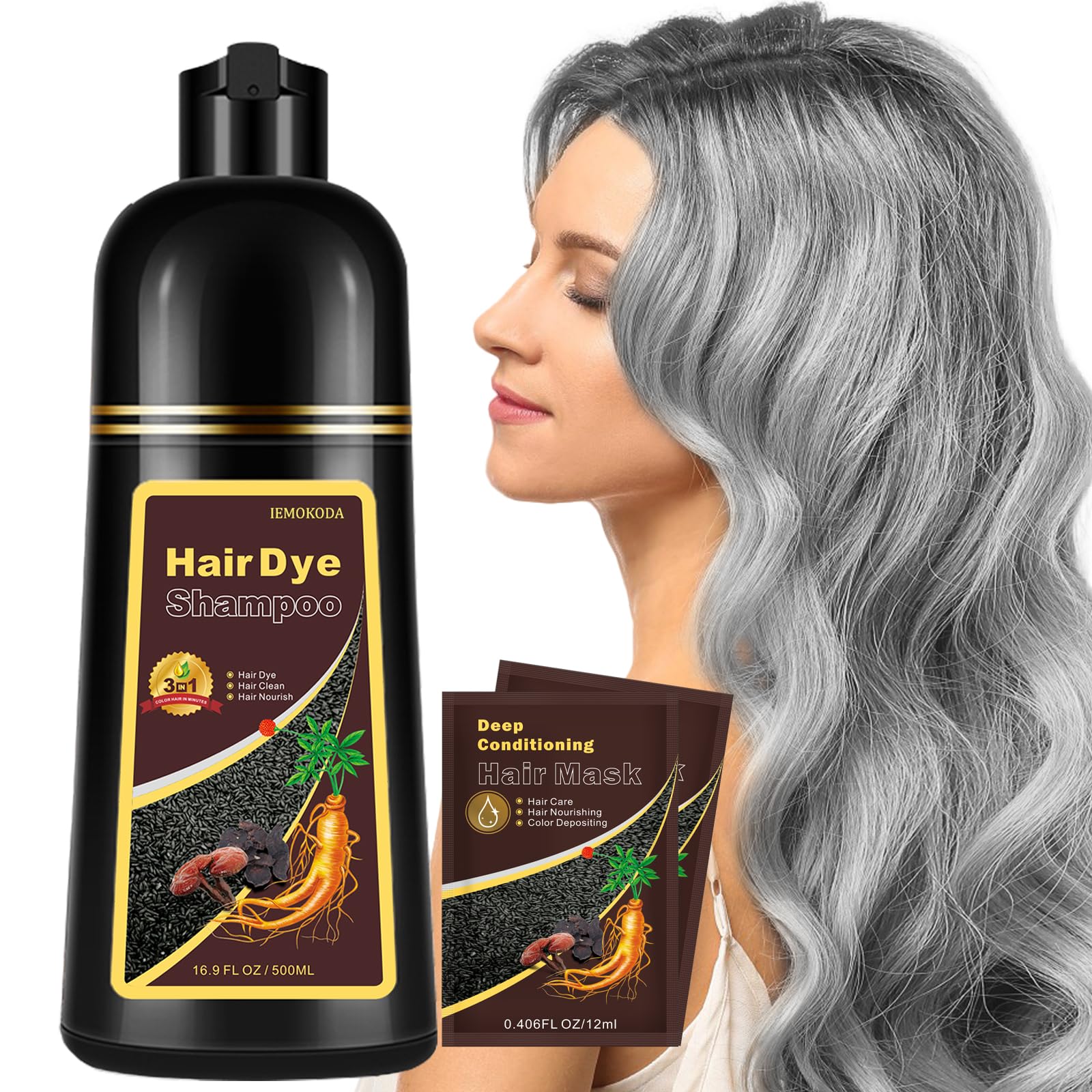 Onilyua Silver Hair Dye Shampoo 3-in-1 – Instant Color, Gentle, Lasting (16.9 oz)
