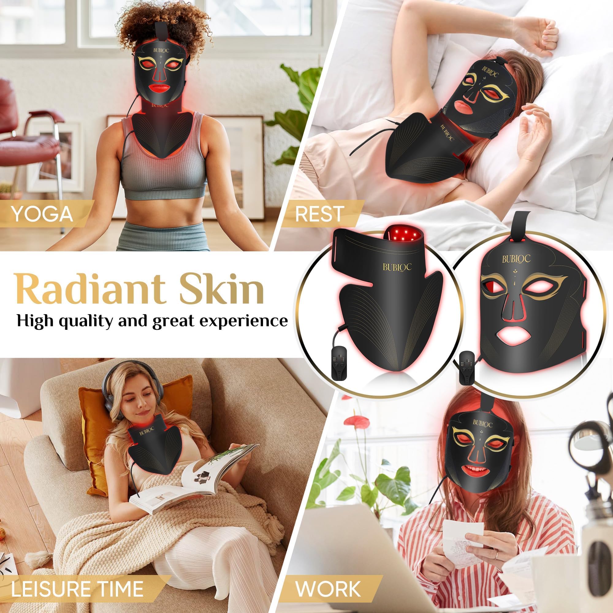 Onisdin Red Light Therapy Mask Set – 5-Level Brightness, 630nm + 850nm Infrared LED, Face & Neck, Portable