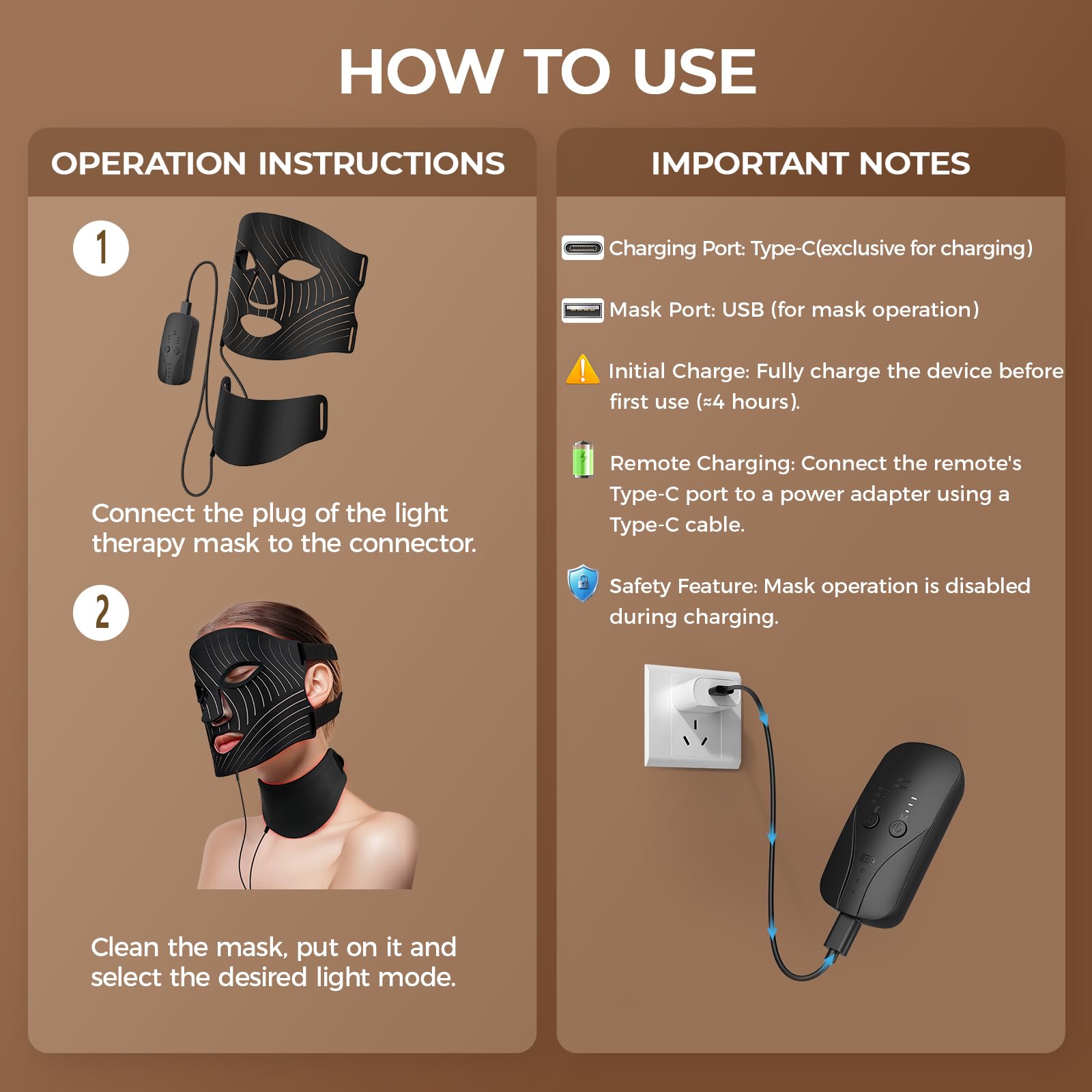 ONLUKY 103-LED Red Light Therapy Face Mask with Neck Attachment