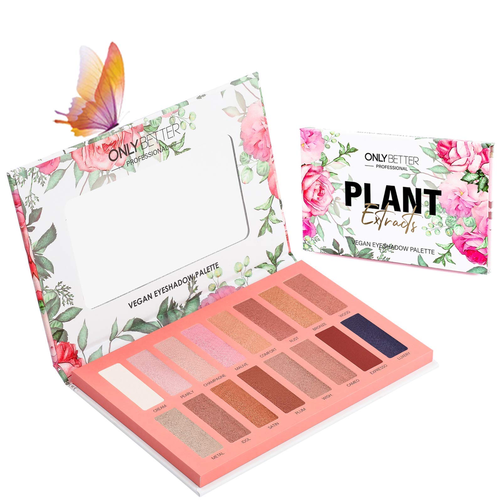 ONLYBETTER Vegan Nude Eyeshadow Palette – 16 Organic, High-Pigment, Long-Lasting Shimmer