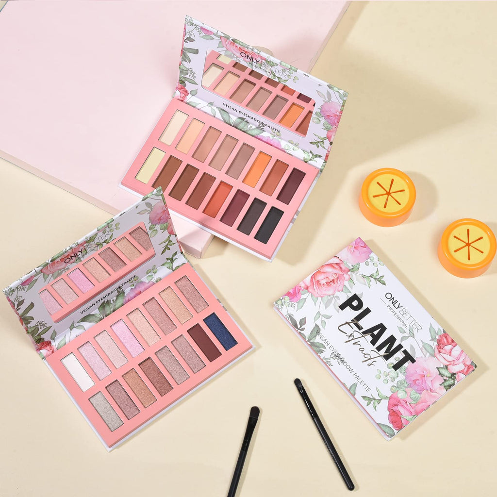 ONLYBETTER Vegan Nude Eyeshadow Palette – 16 Organic, High-Pigment, Long-Lasting Shimmer