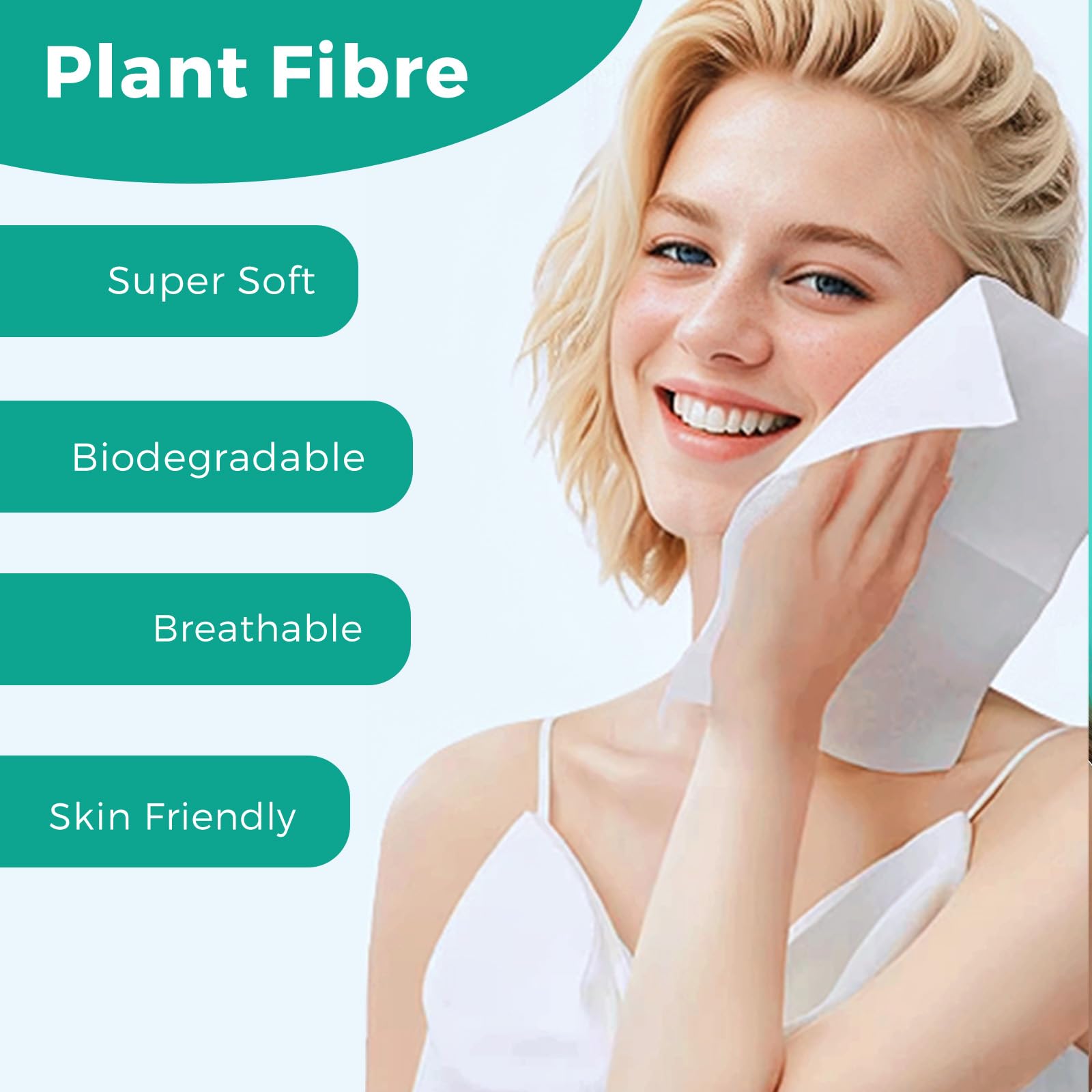 ONLYCARE Disposable Face Towels – Biodegradable, Extra Thick 10x12, 50 Count for Sensitive Skin