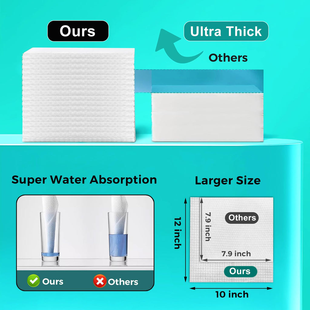 ONLYCARE Disposable Face Towels – Biodegradable, Extra Thick 10x12, 50 Count for Sensitive Skin