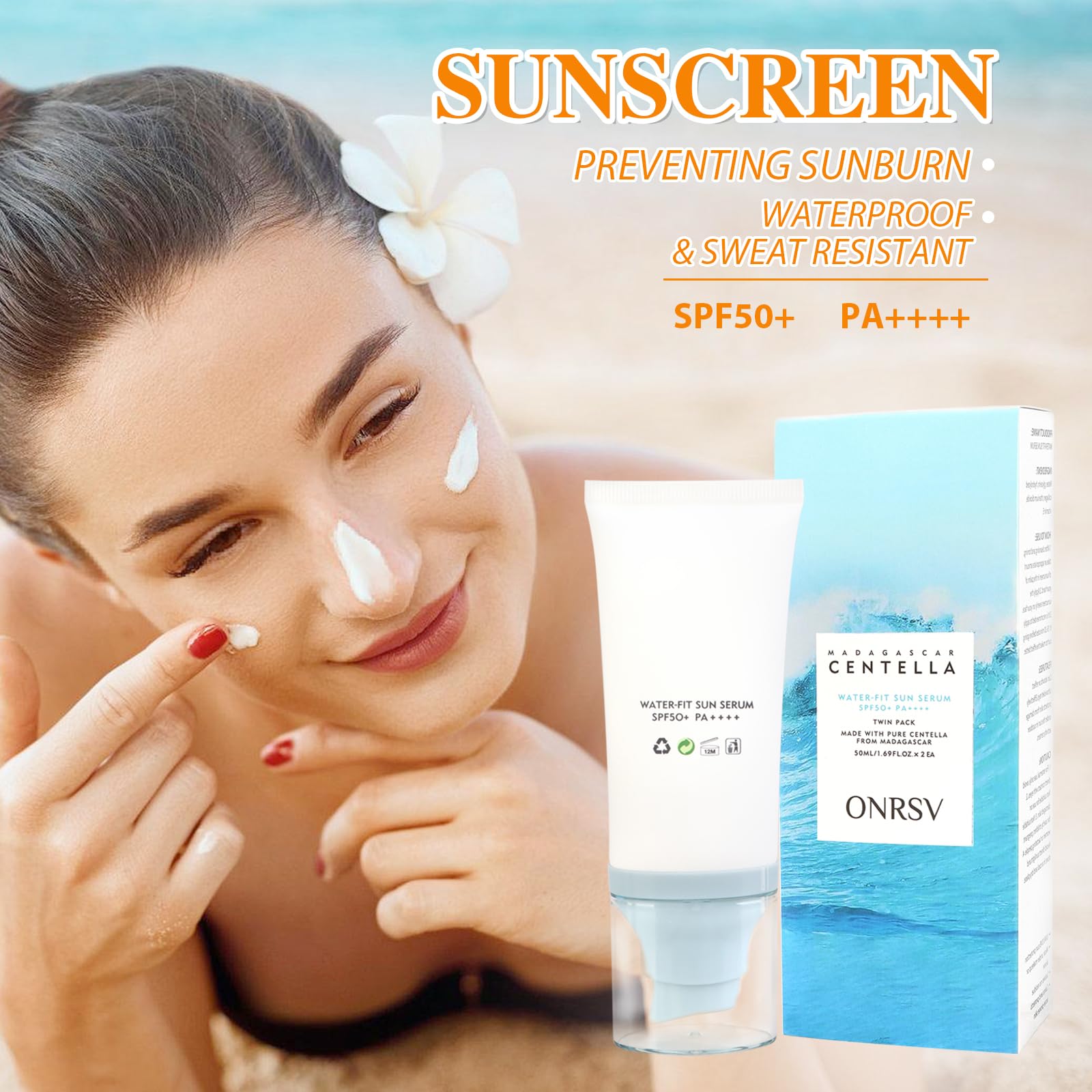ONRSV Madagascar Centella SPF50 Sunscreen & Facial Serums – Hydrating, Non-Sticky Sun Protection for All Skin Types