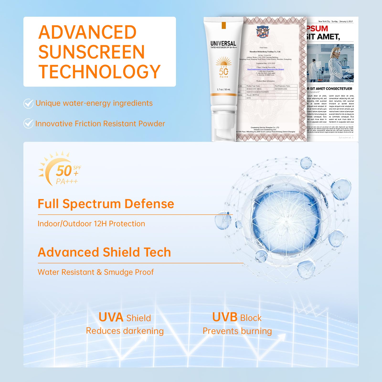 ONSART Tinted Sunscreen for Face SPF 50 — Mineral, Oil-Free, No White Cast