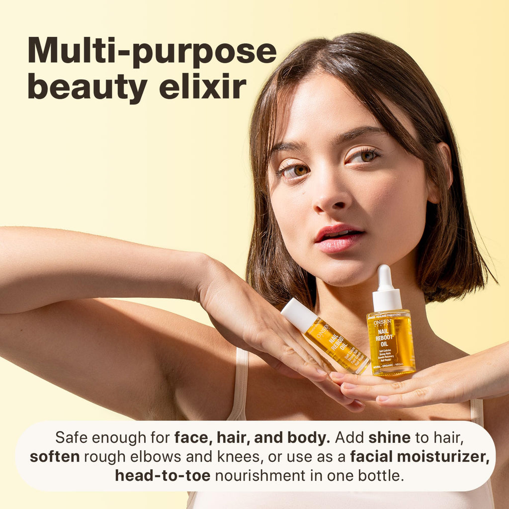 Onsen Secret Nail & Cuticle Repair Oil (2x35ml) – Dry Oil Formula with Tsubaki, Tea Tree & Jojoba – Vegan & Natural