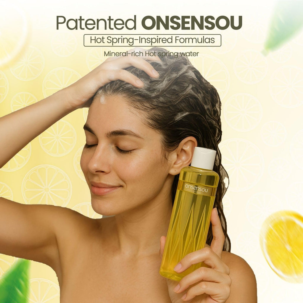 ONSENSOU Curly Hair Set – Sulfate-Free Shampoo & Conditioner with Green Algae, Hot Spring Yeast, Kabasu Citrus