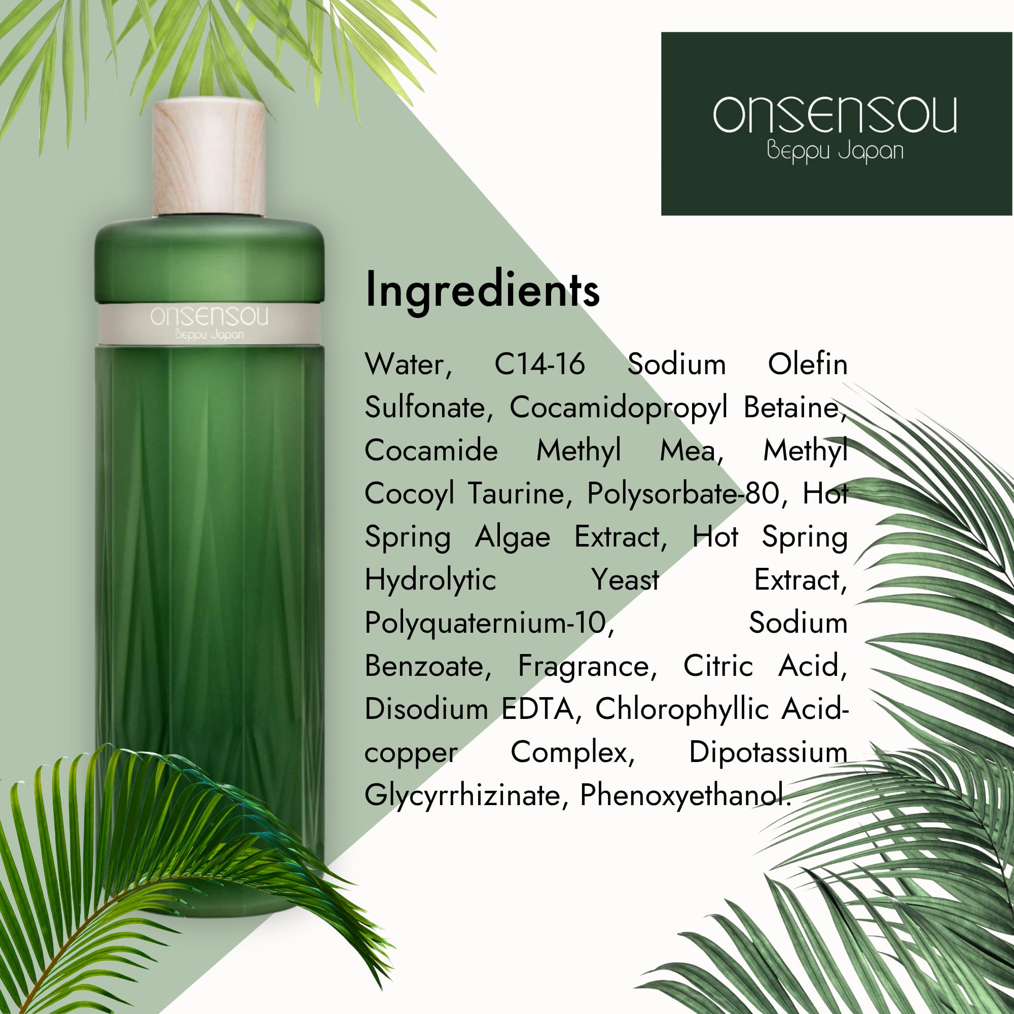 ONSENSOU Dry Itchy Scalp Shampoo – Japanese Hot Spring Yeast & Green Algae, Hydrating Daily Shampoo 10.1 fl oz