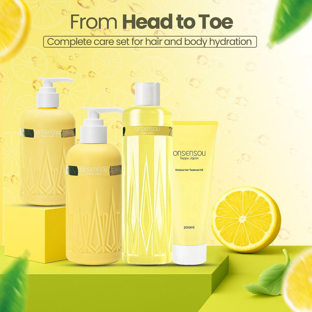 ONSENSOU Curly Hair Set – Sulfate-Free Shampoo & Conditioner with Green Algae, Hot Spring Yeast, Kabasu Citrus