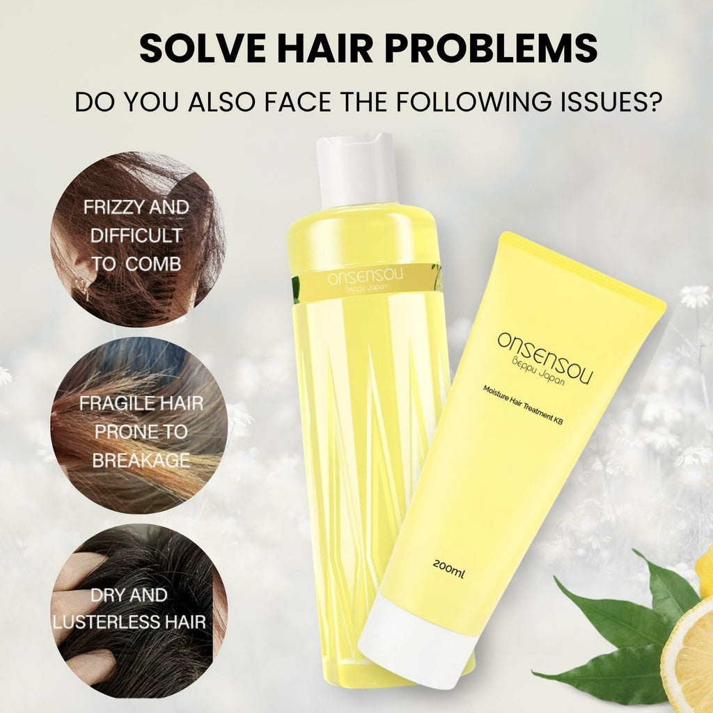 ONSENSOU Curly Hair Set – Sulfate-Free Shampoo & Conditioner with Green Algae, Hot Spring Yeast, Kabasu Citrus