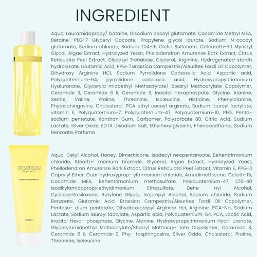 ONSENSOU Curly Hair Set – Sulfate-Free Shampoo & Conditioner with Green Algae, Hot Spring Yeast, Kabasu Citrus