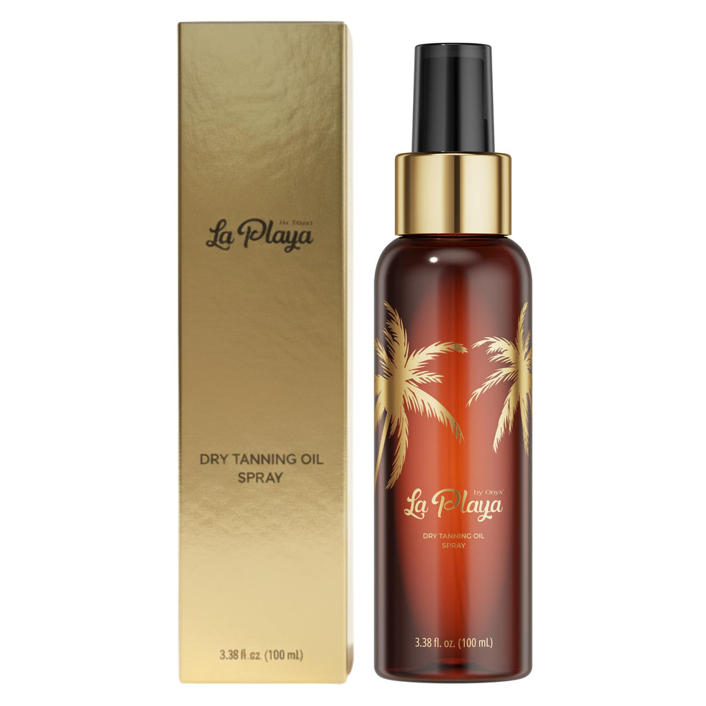 Onyx Dry Bronzing Tanning Oil Spray La Playa – Vegan Quick Tan Accelerator, Travel Size 3.38 fl oz