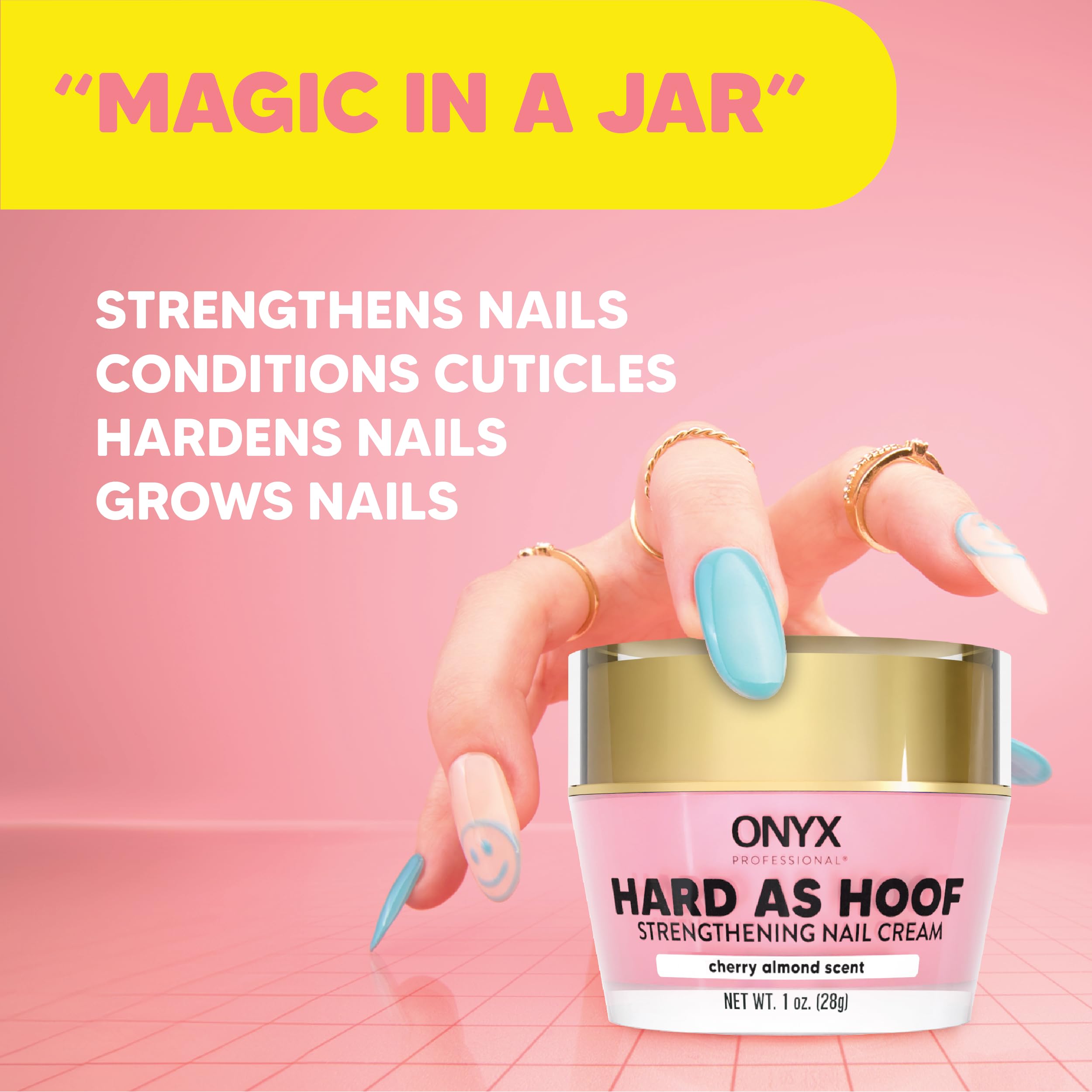 Onyx Professional Hard as Hoof Nail Strengthening Cream – Cherry Almond, 1 oz | Made in USA
