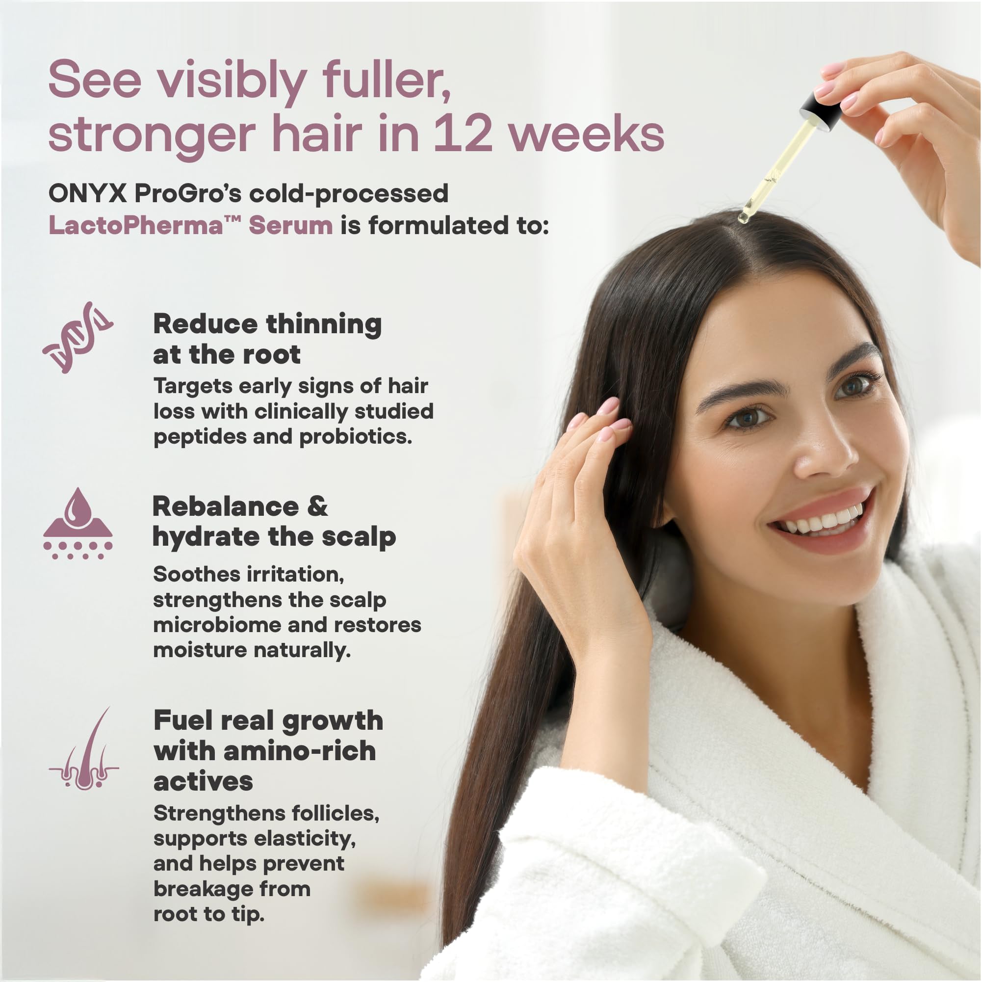 ONYX ProGro LactoPherma Hair Growth Serum – Oil-Free, 12-Ingredient Formula for Regrowth & Thickening