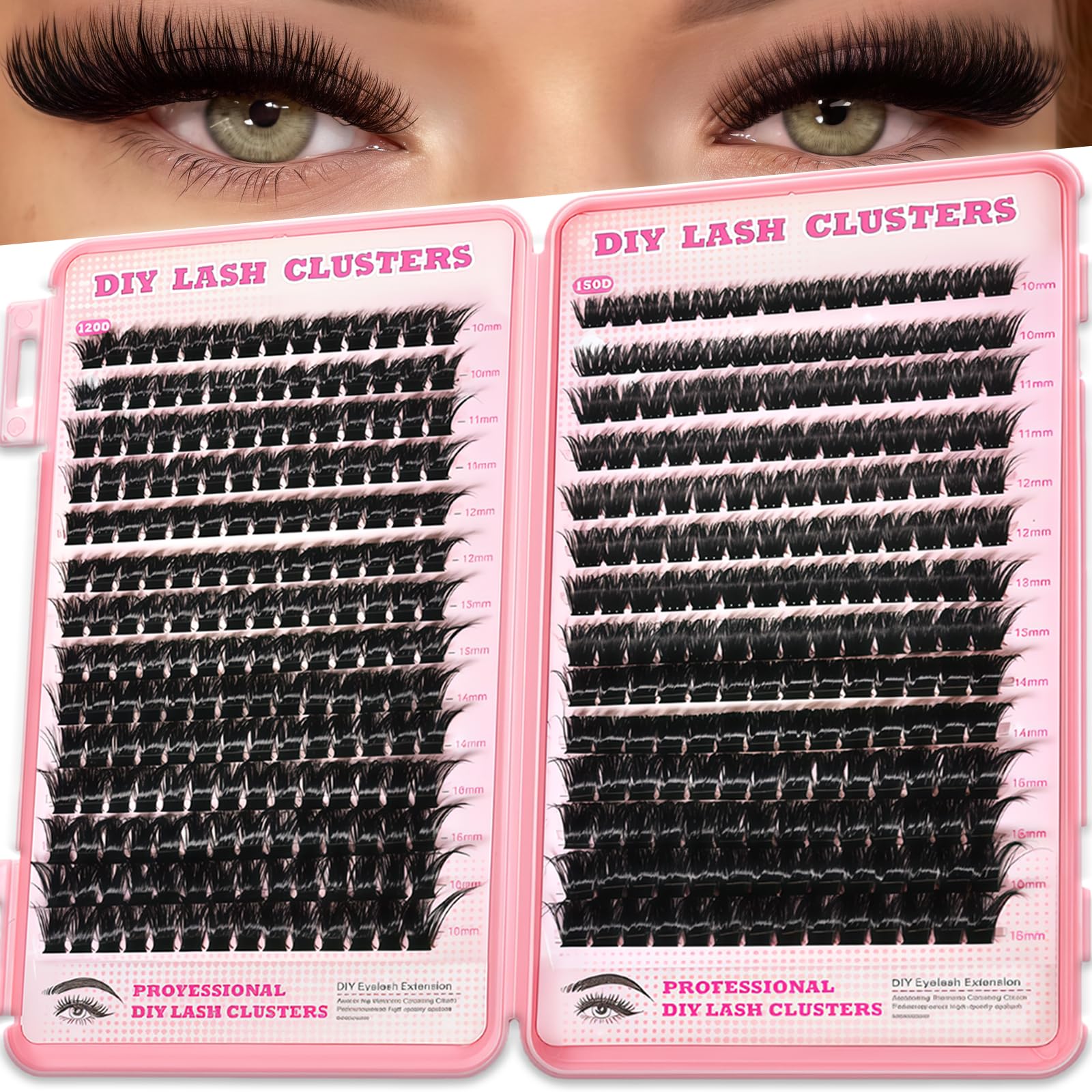 OOPPOO Manga Lash Clusters – 392 Pcs 120D+150D D Curl Wispy Lash Extensions (10-18mm)