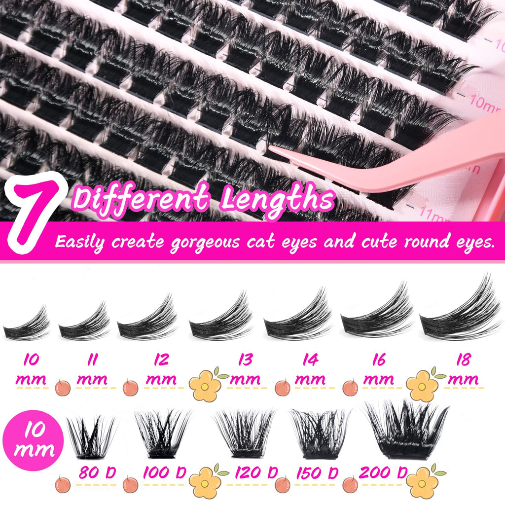 OOPPOO Manga Lash Clusters – 504 Pcs 100D+100D D-Curl Wispy Lashes 10-18mm DIY Kit