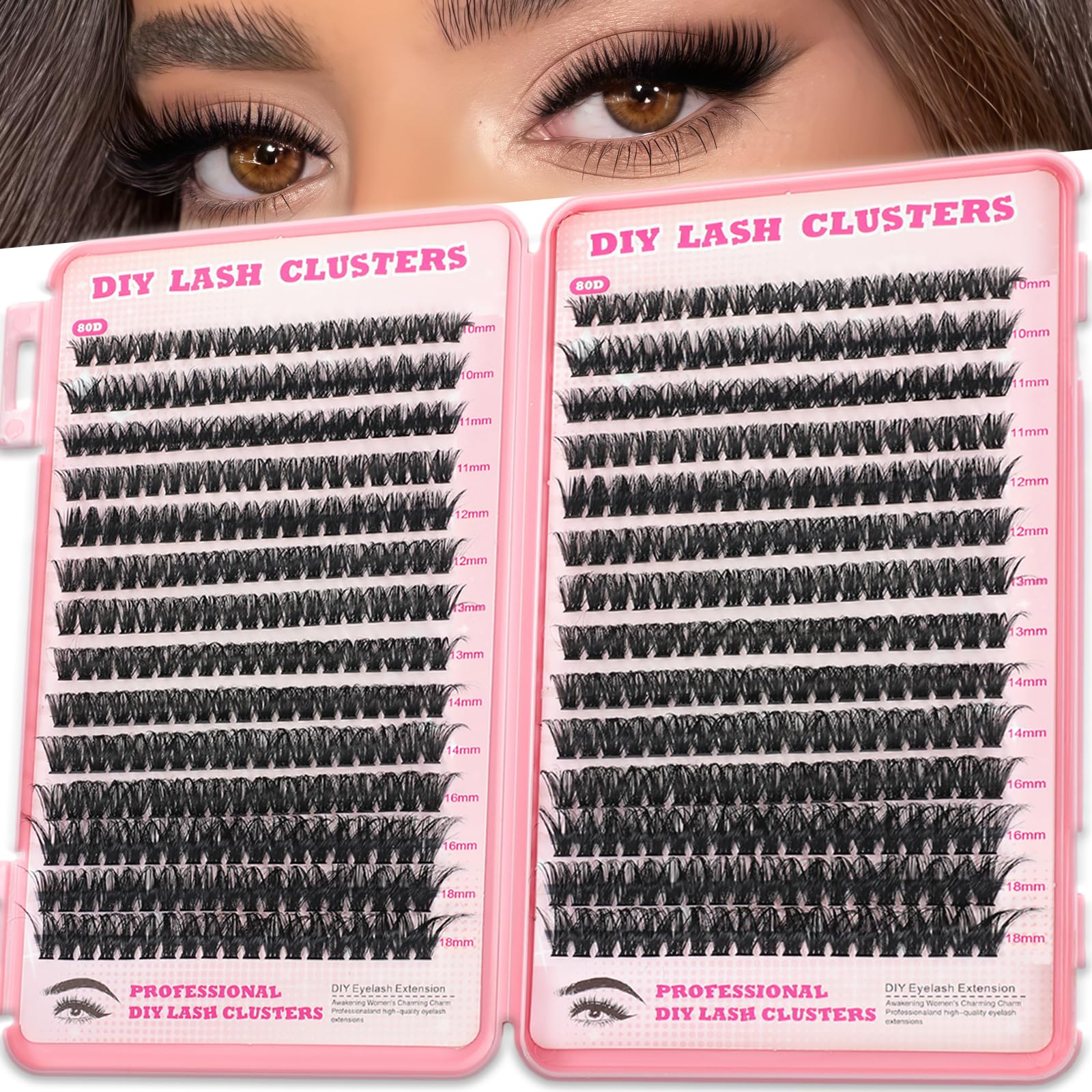 OOPPOO Manga Lash Clusters – 532 Pcs Fluffy Eyelash Extensions, 80D+80D D Curl (10-18mm)