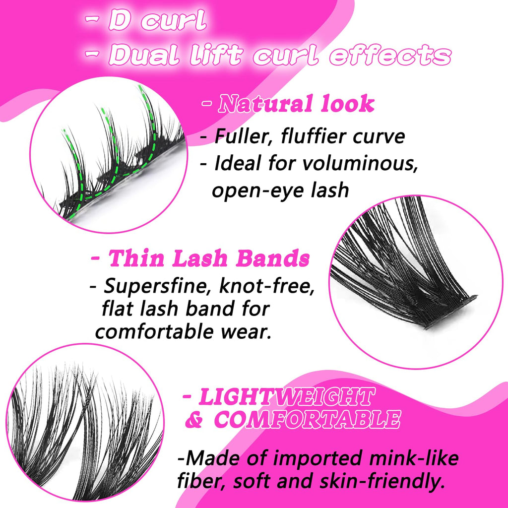OOPPOO Manga Lash Clusters: Dense 100D+120D, 10-18mm Wispy Volume DIY Extensions