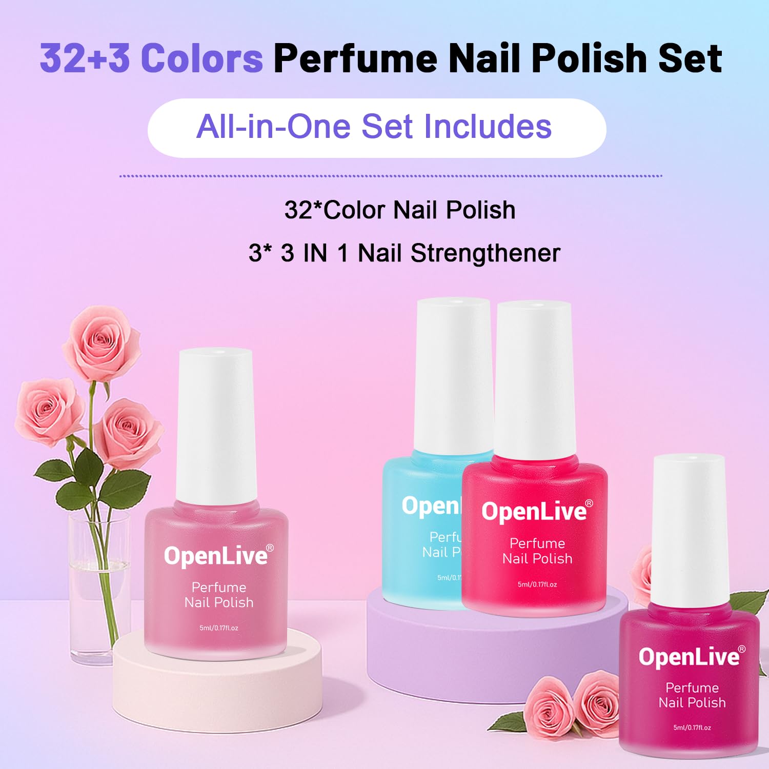 OpenLive 32-Color Perfume Nail Polish Set – Fast Dry, Long Lasting Shine, Salon-Grade for DIY Nails