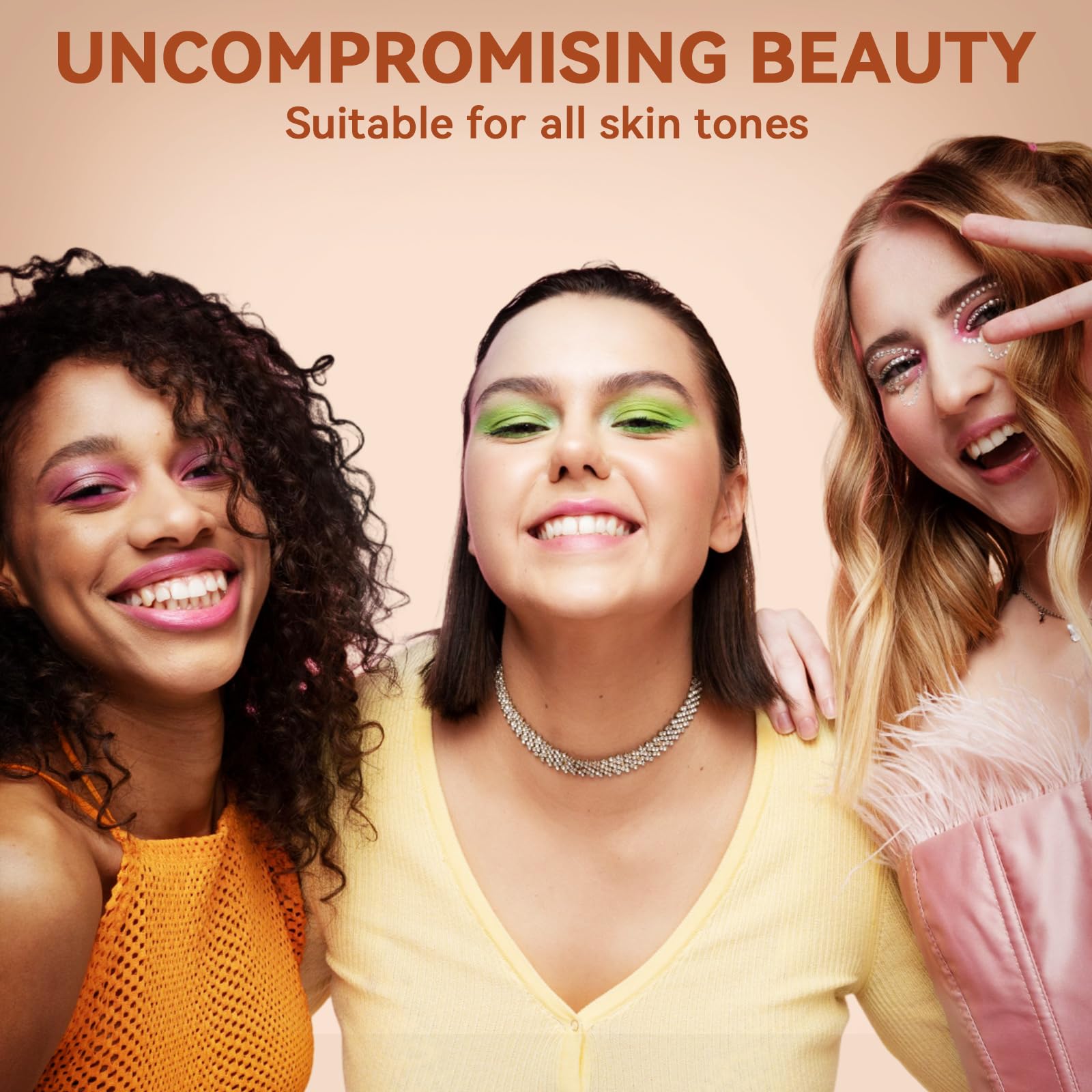 OPHIR Flawless Airbrush Makeup Kit — Pro Foundation, 7 Shades + 13 Eyeshadows, Air Compressor