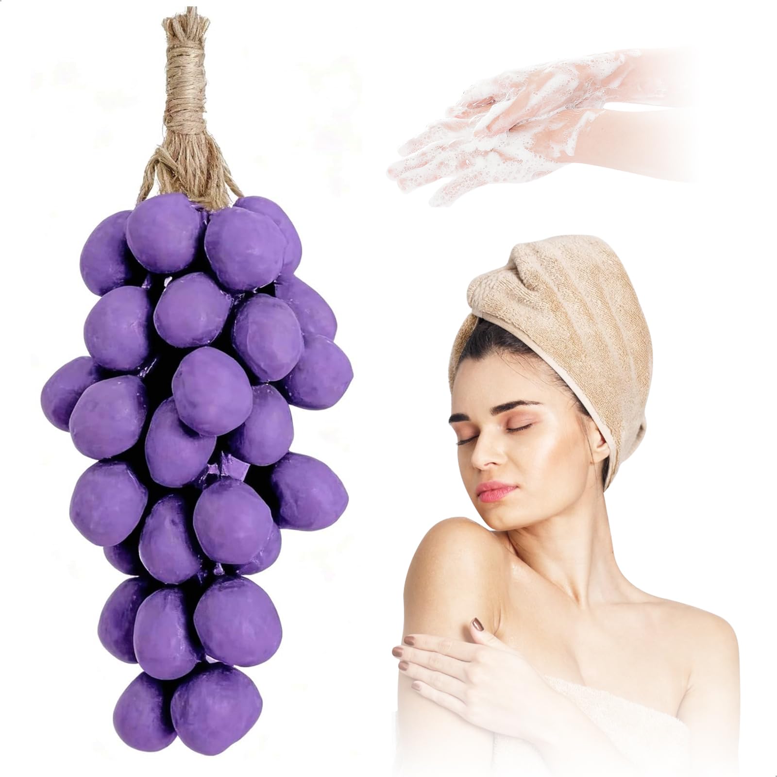 Opity Handmade Grape Soap on a Rope – Decorative Bar for Hands & Bath