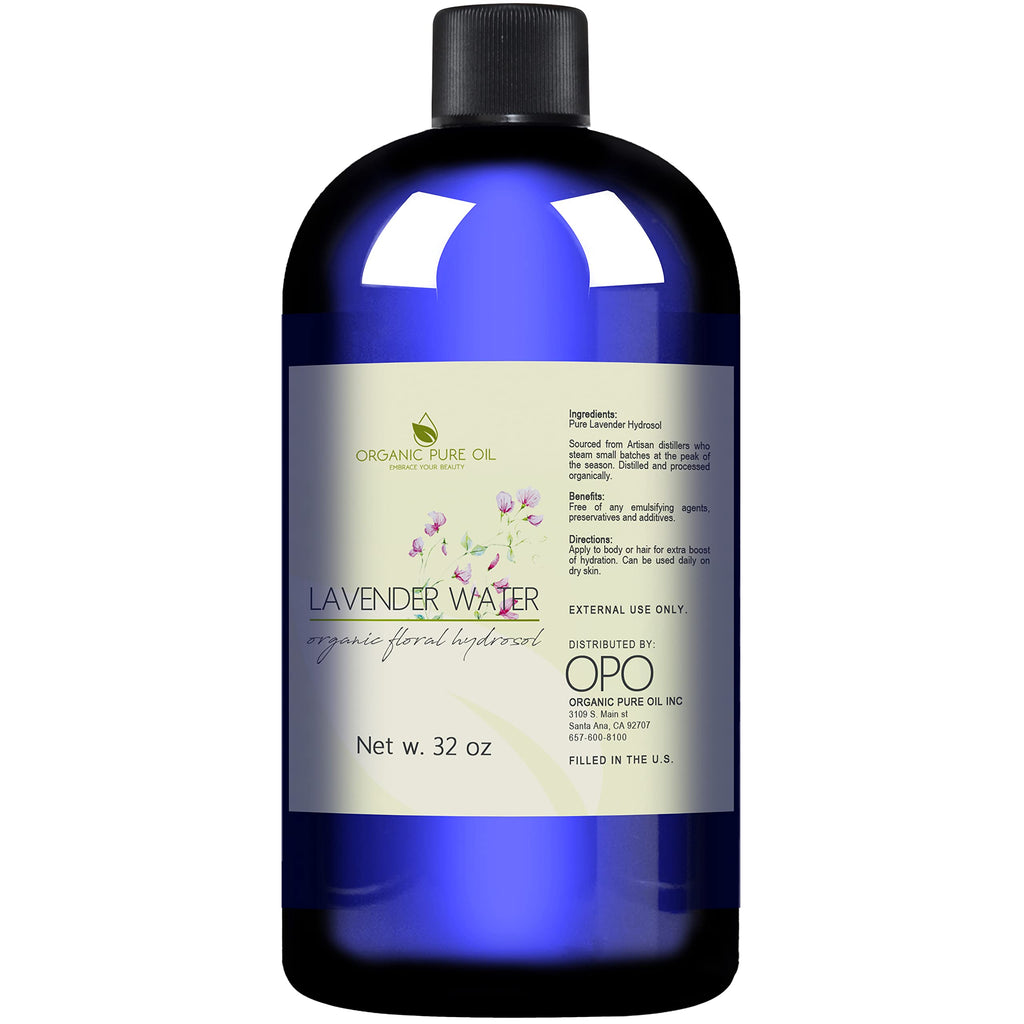OPO Lavender Water Hydrosol 32oz - Pure Steam Distilled, Non-GMO