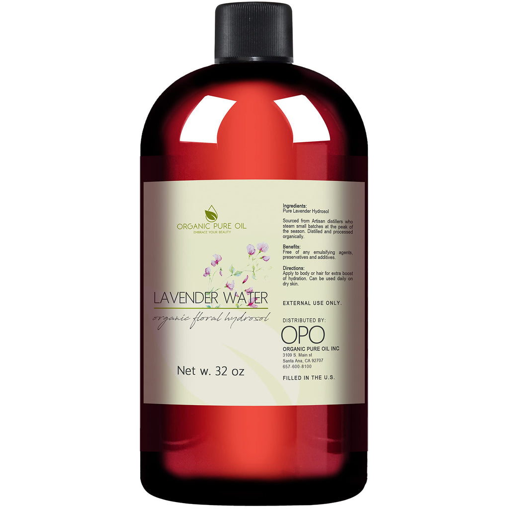 OPO Lavender Water Hydrosol 32oz - Pure Steam Distilled, Non-GMO