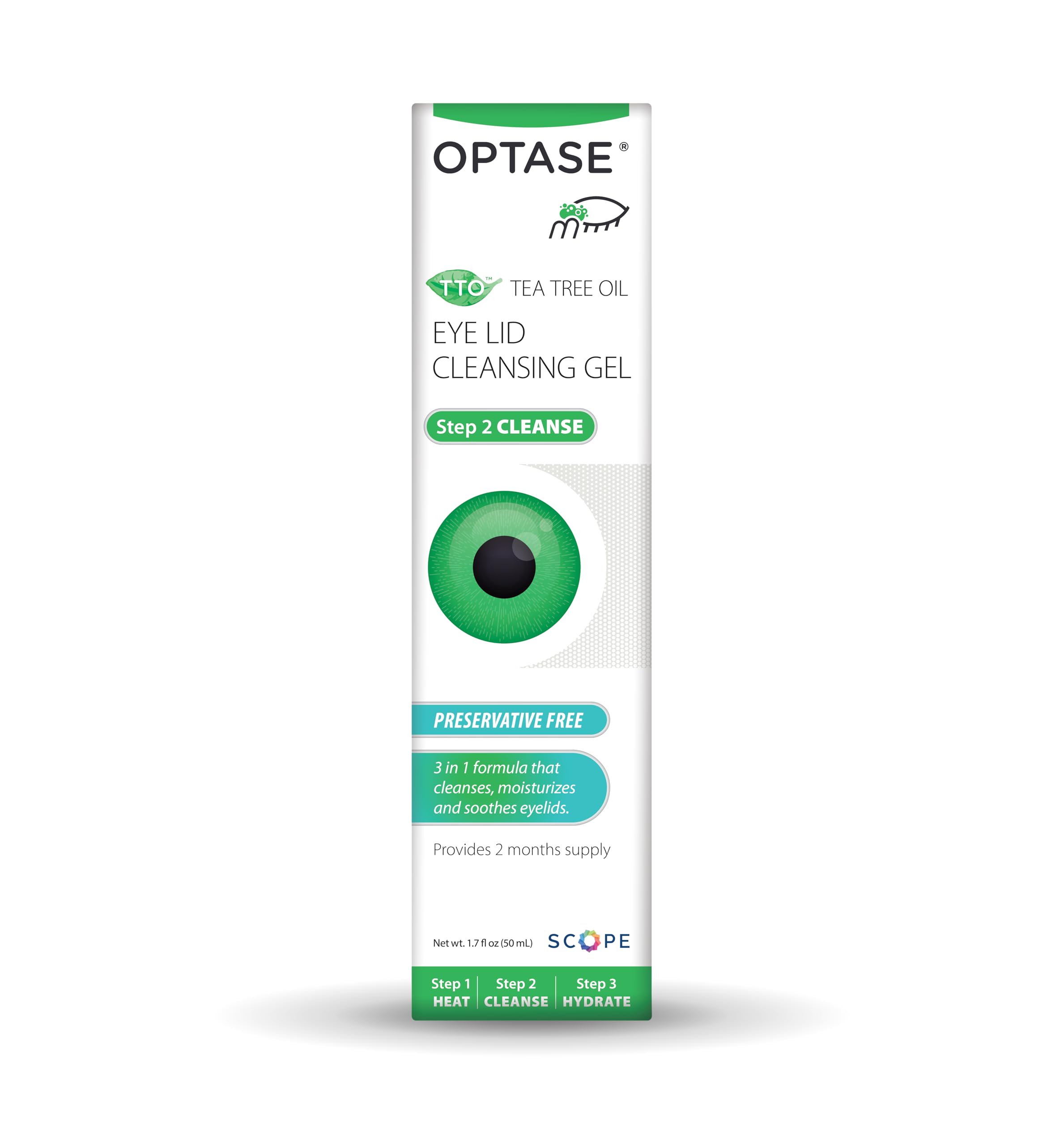Optase TTO Eyelid Cleansing Gel – Tea Tree Oil, Hyaluronic Acid, 1.7 fl oz